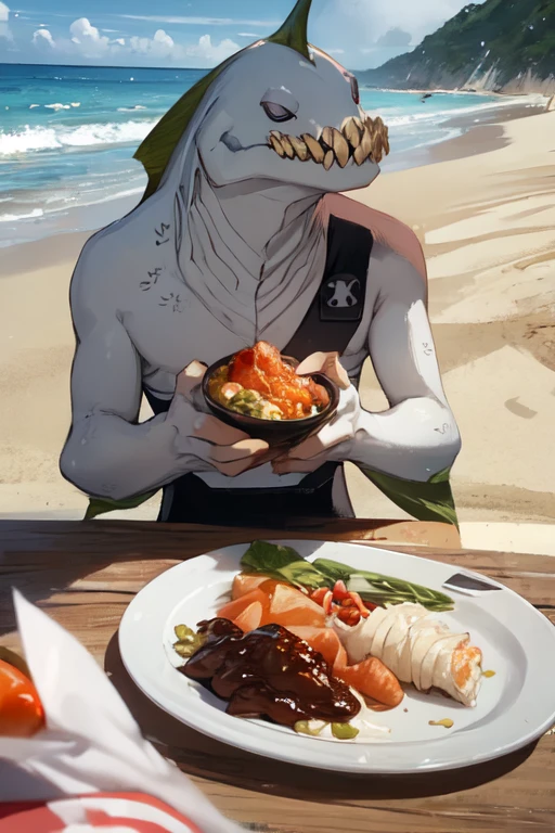 ripjaws, best details, best quality, eating food on beach