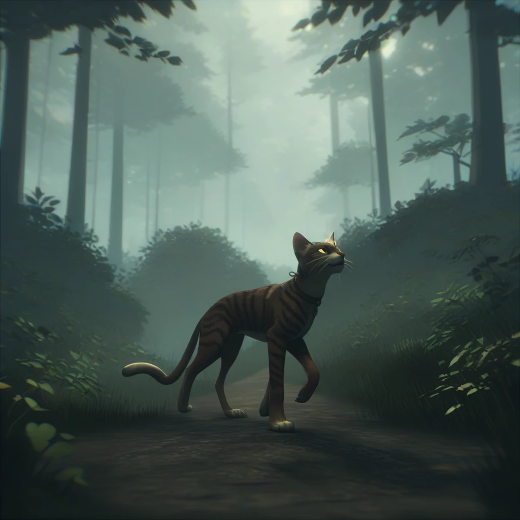 score_9, score_8_up, score_7_up, score_6_up, score_5_up, score_4_up, rating_safe,source_3d,a cat walking in a forest,  <lora:PonyBackgroundDetailerV2:0.8>