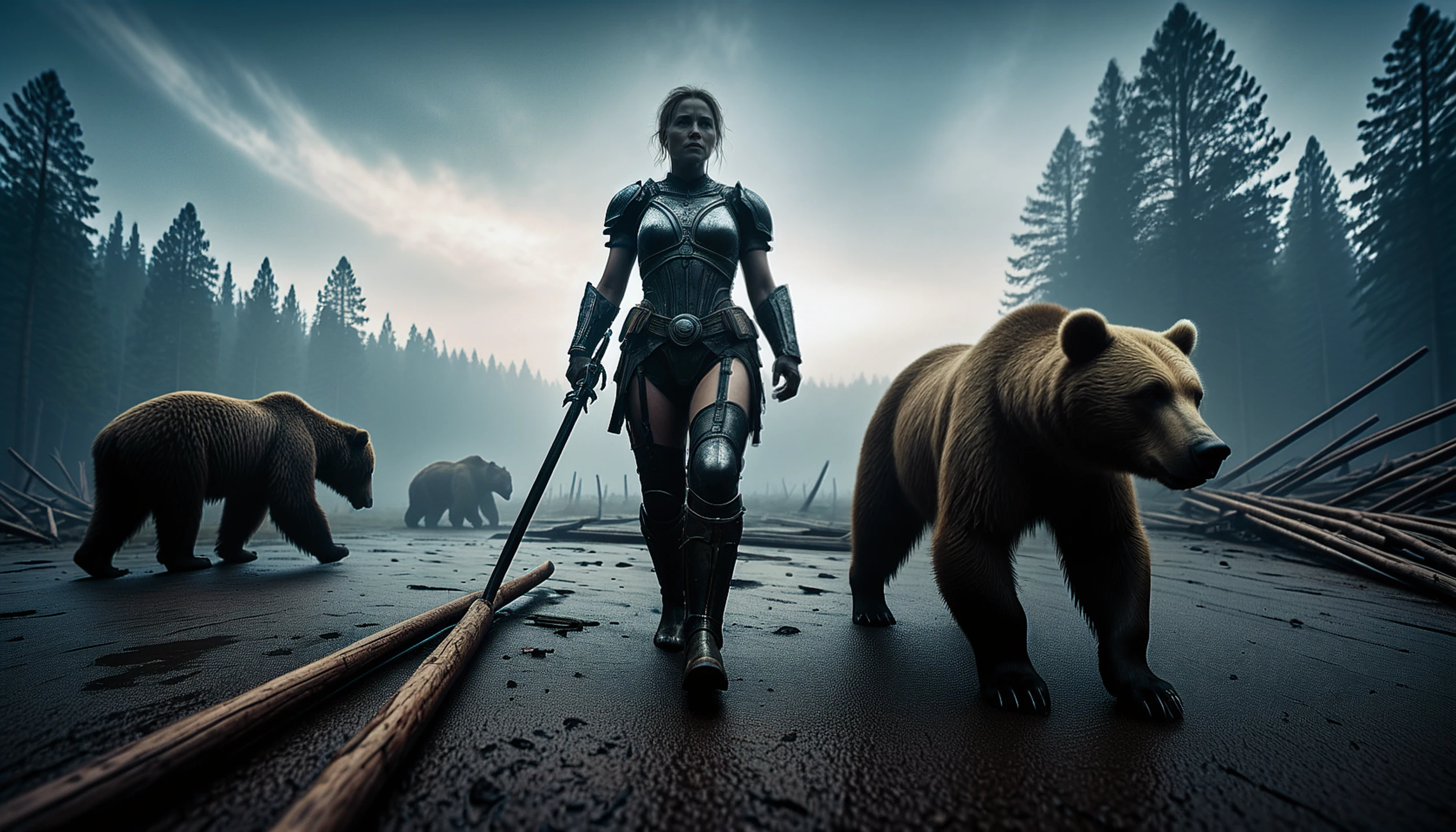 (high budget Hollywood film:1.2),(cinematic film still portrait of )
Through the treacherous mire of the bog, strides a warrior undeterred, her armor battered, yet her spirit unyielding. Each step is a testament to her unwavering resolve, as she navigates the murky labyrinth with determination etched upon her face. Her once gleaming armor, now weathered and worn, bears the scars of countless battles fought in the name of justice. Despite the weight of her burdens, she presses onward, her eyes aflame with the fierce determination to overcome whatever challenges the swamp may hold.
intricate details, 8k post production, high resolution, hyper detailed, trending on artstation, sharp focus, studio photo, intricate details, highly detailed,
, raw, 8k UHD, dslr,,visible skin hair, (one very very small skin blemishes:0.7), (natural skin imperfections:0.7),(very small skin pores:0.7),
, raw, 8k UHD, dslr, , F/8, , captured on a (Hasselblad X1D II 50C)