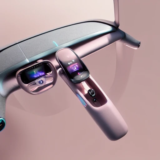 Professional photography of a (Smart INTERIOR) floating in the air, (grey and pink)trim with pink ambient light,outdoor background ,(modern EV) style, natural light,CG,Blender rendering,extremely details, 16K high quality,masterpiece