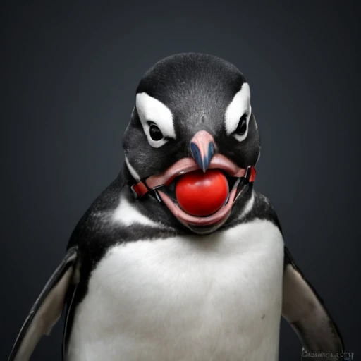 digital drawing of a angry Penguin  with a Ball_Gag   <lora:BallGag:1>