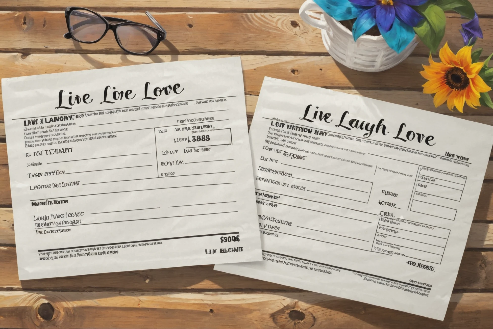 "live laugh love" tax forms<lora:livelaughlove:1>
