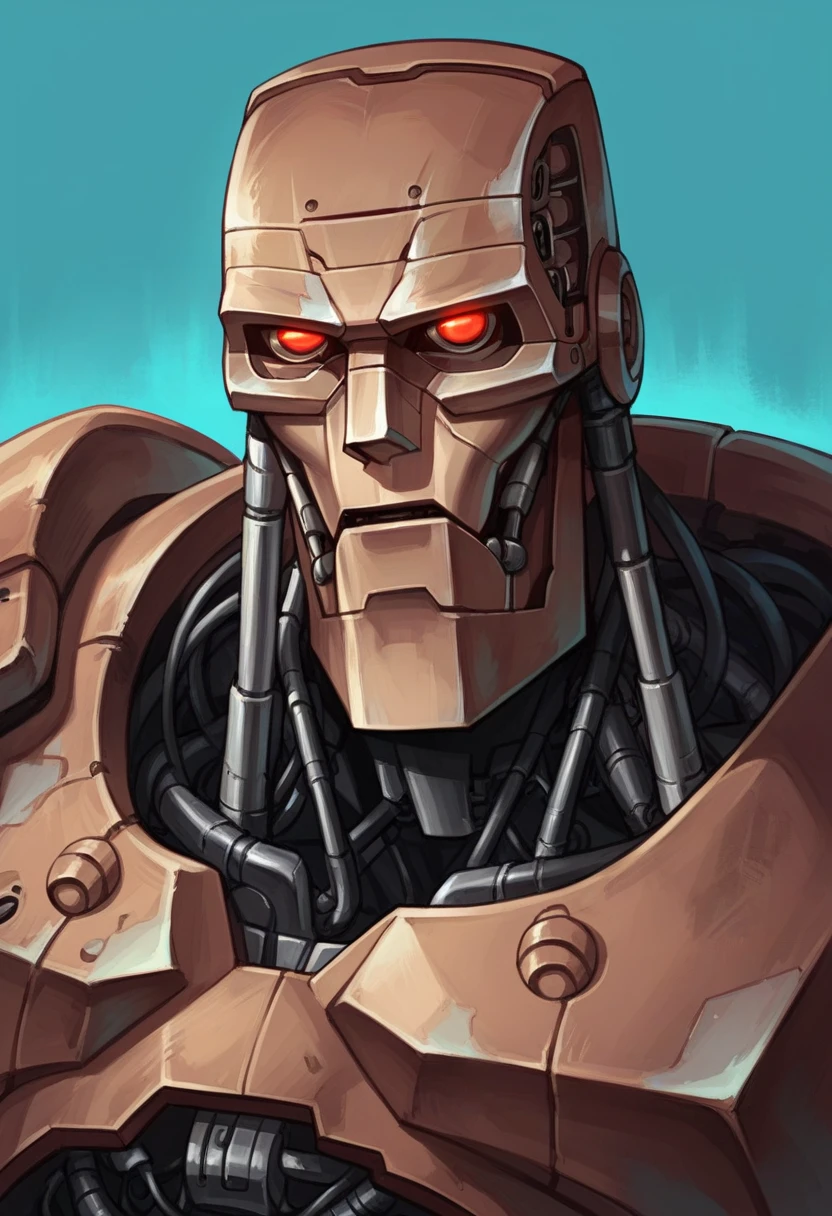 score_9, score_8_up, score_8, source_anime, <lora:Hammerstein:0.7> robot, heavy armor, bulky, humanoid robot, no humans, science fiction, mecha, solo, glowing, red eyes, cable, view from front,
simple background, light blue background,