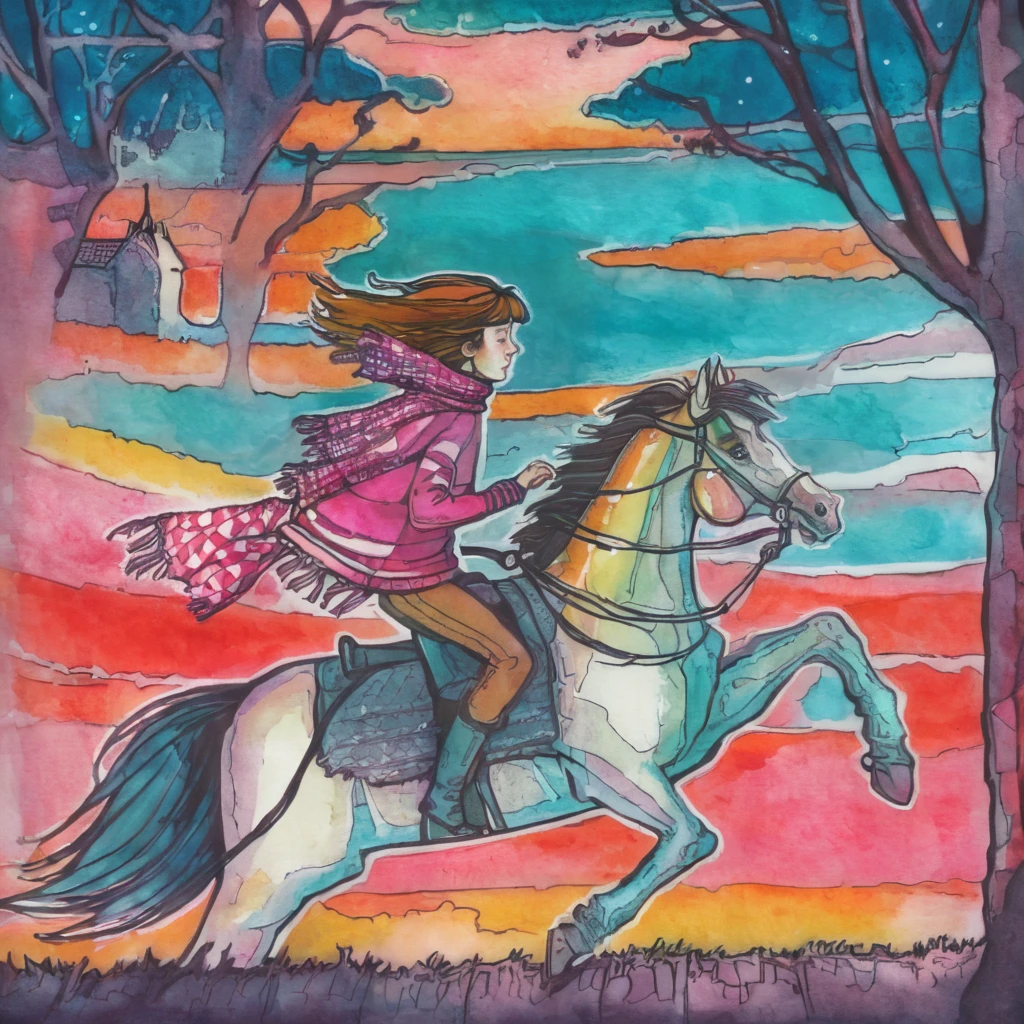 drawix14 girl riding a horse<lora:drawix14:1>