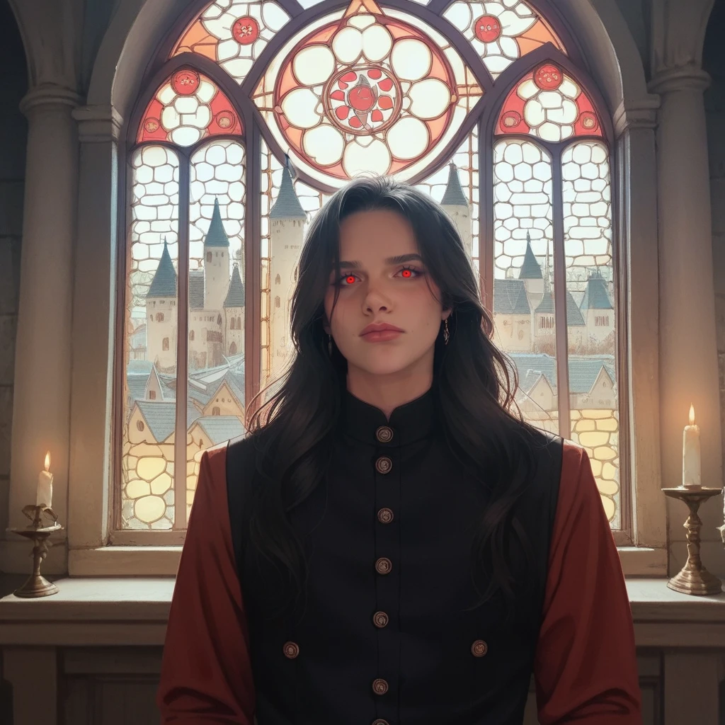 score_9, score_8_up, score_7_up, score_6_up,source_anime, 2d anime, closeup on the face of a castlevania vampire with red eyes and black hair, old castle interior in the background, juxleblanc, <lora:juleblanc_ponyxl_aut_xl_1_wicap_merger_41_81_03_07-juxleblanc:1>