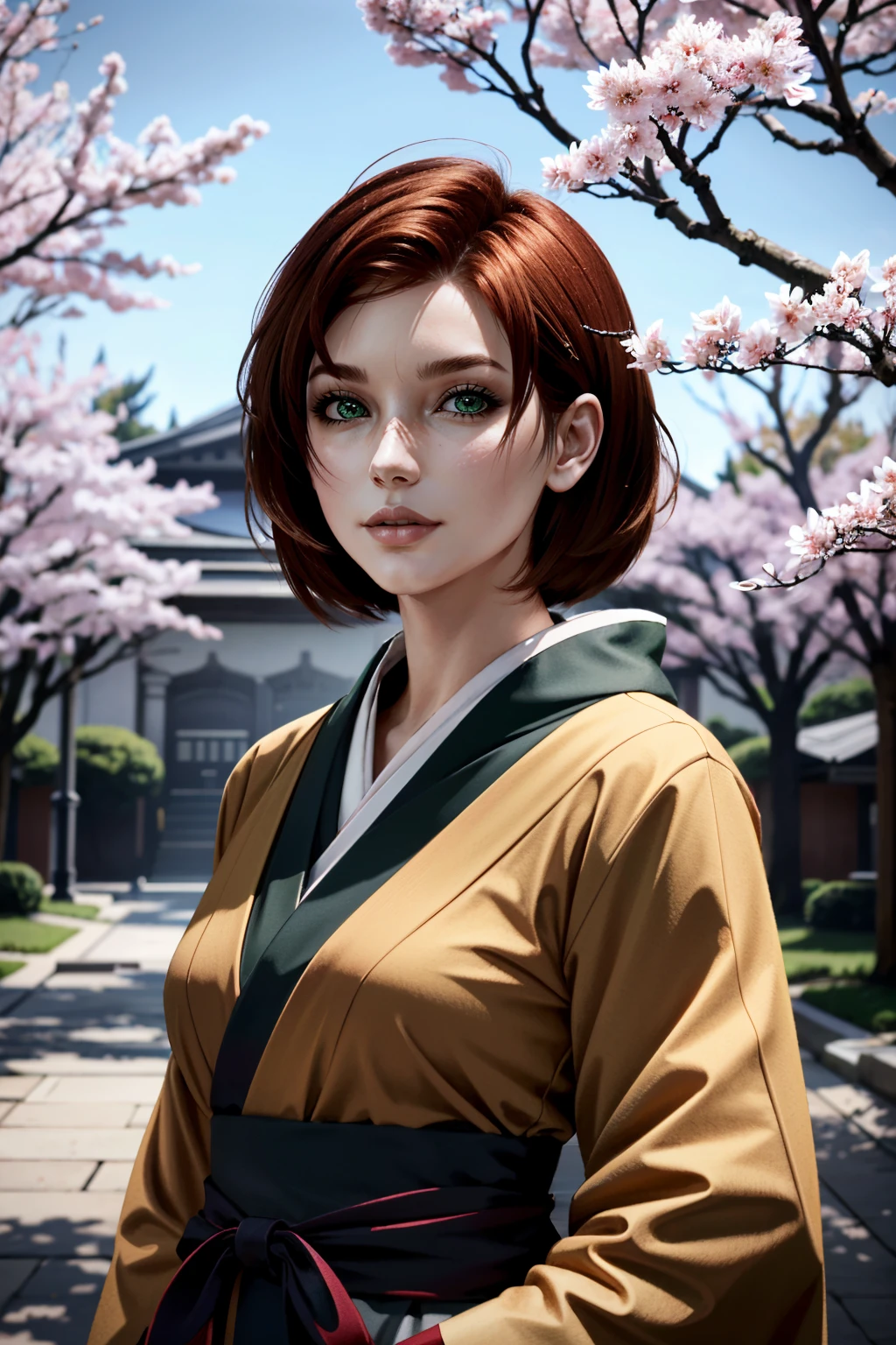 ((ultra detailed, masterpiece, absurdres))
<lora:MEFShepard:0.8>
MEFShepard, 1girl, orange hair, green eyes, in a traditional kimono, surrounded by cherry blossoms