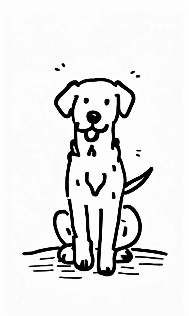 doodle line art, hand-drawn, dog, tongue, animal focus ((masterpiece)), ((best quality)), 8k, <lora:DOODLE_XL:1>