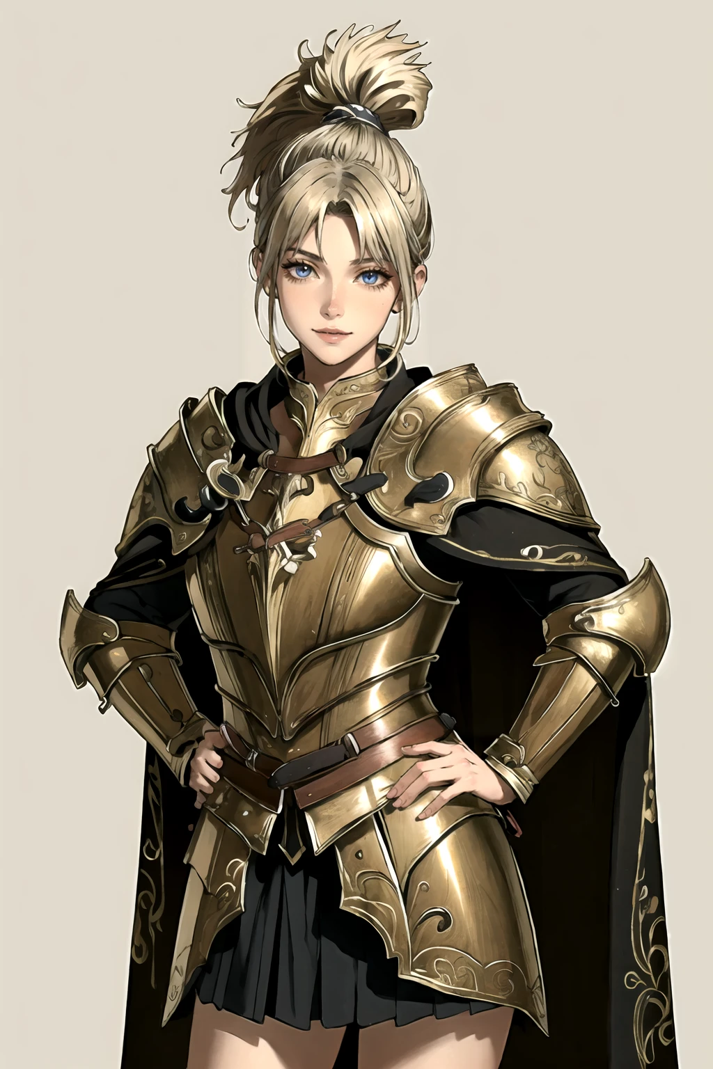 <lora:TreeSentinel1.0:0.7>,1girl,light smile,
full armor,cape,plume,
cowboy shot,hand on own hip,
(masterpiece:1,2),best quality,masterpiece,highres,original,extremely detailed wallpaper,absurdres,deta,
perfect lighting,(extremely detailed CG:1.2),detailed face,beautiful face,(detailed eyes, deep eyes),