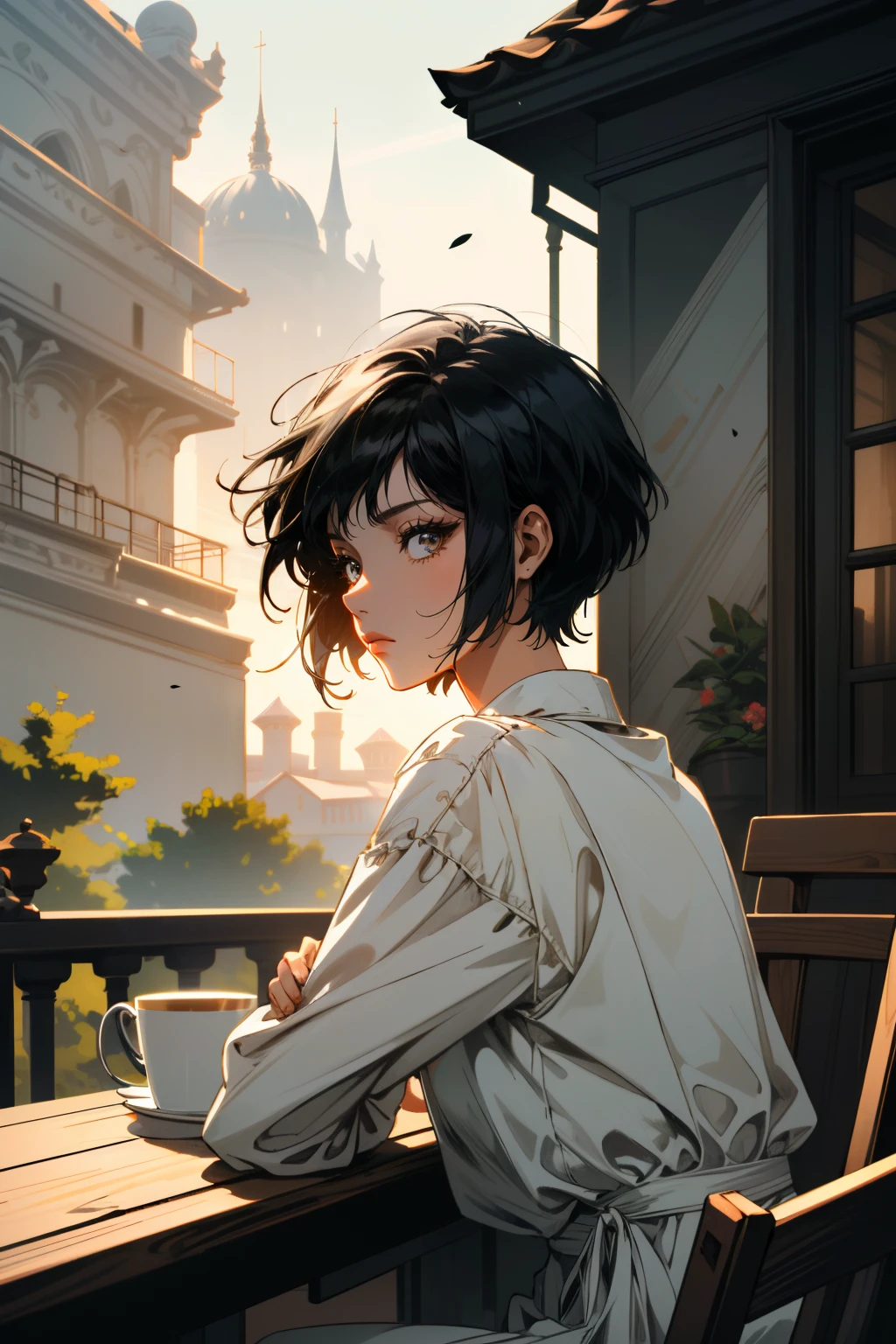 ((ultra detailed, masterpiece, absurdres))
 <lora:MEFaith:0.8>
MEFaith, 1girl, tattoo, short hair, black hair, cafe terrace, morning, peaceful and serene with soft morning sunlight