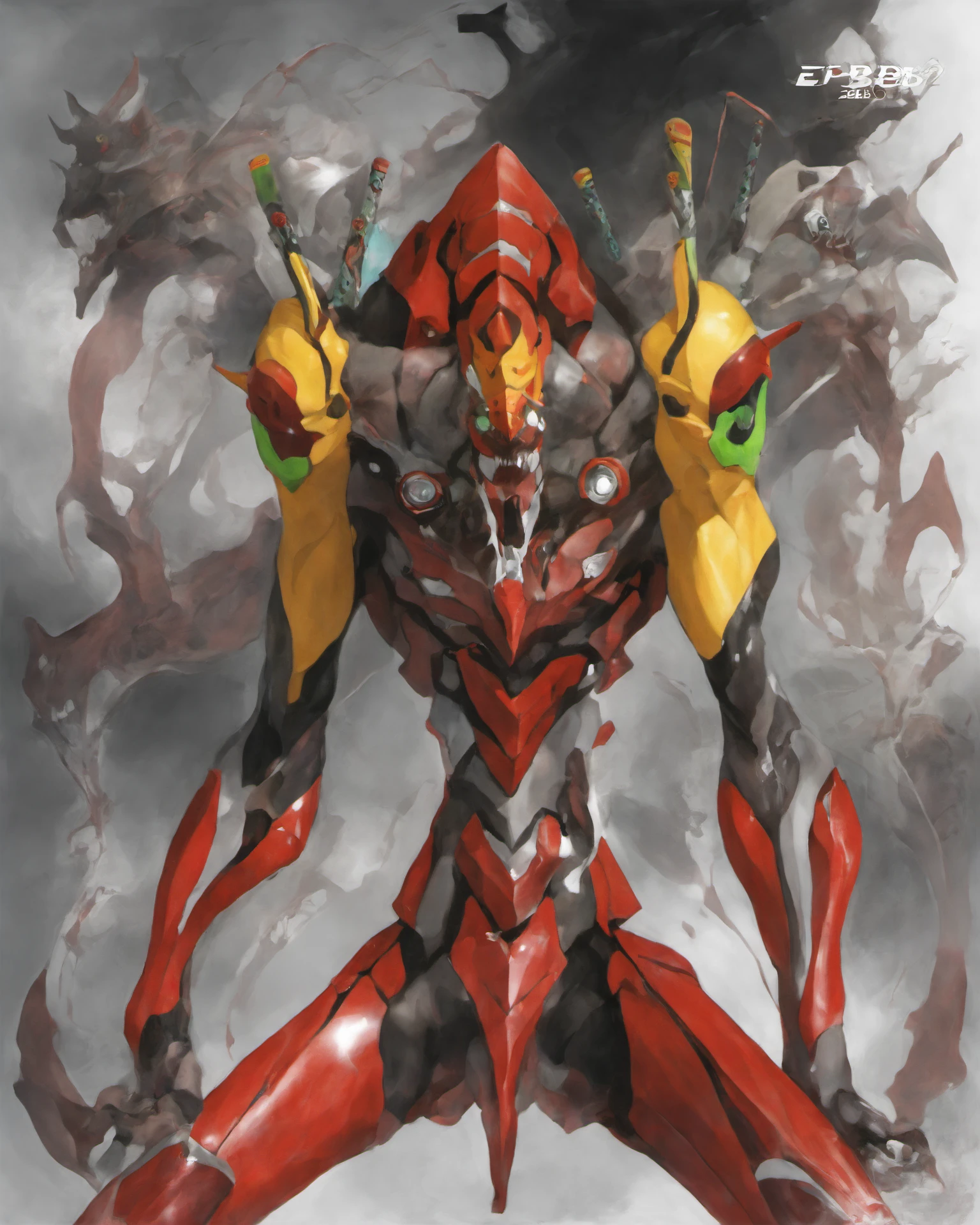 eva02 mode, evangelion mecha, eb02, evangelion (mecha), unit mode, simple background, f