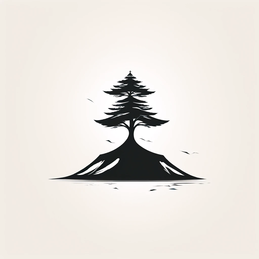 icon design, black and white ink style, tree <lora:ink_icon:1>