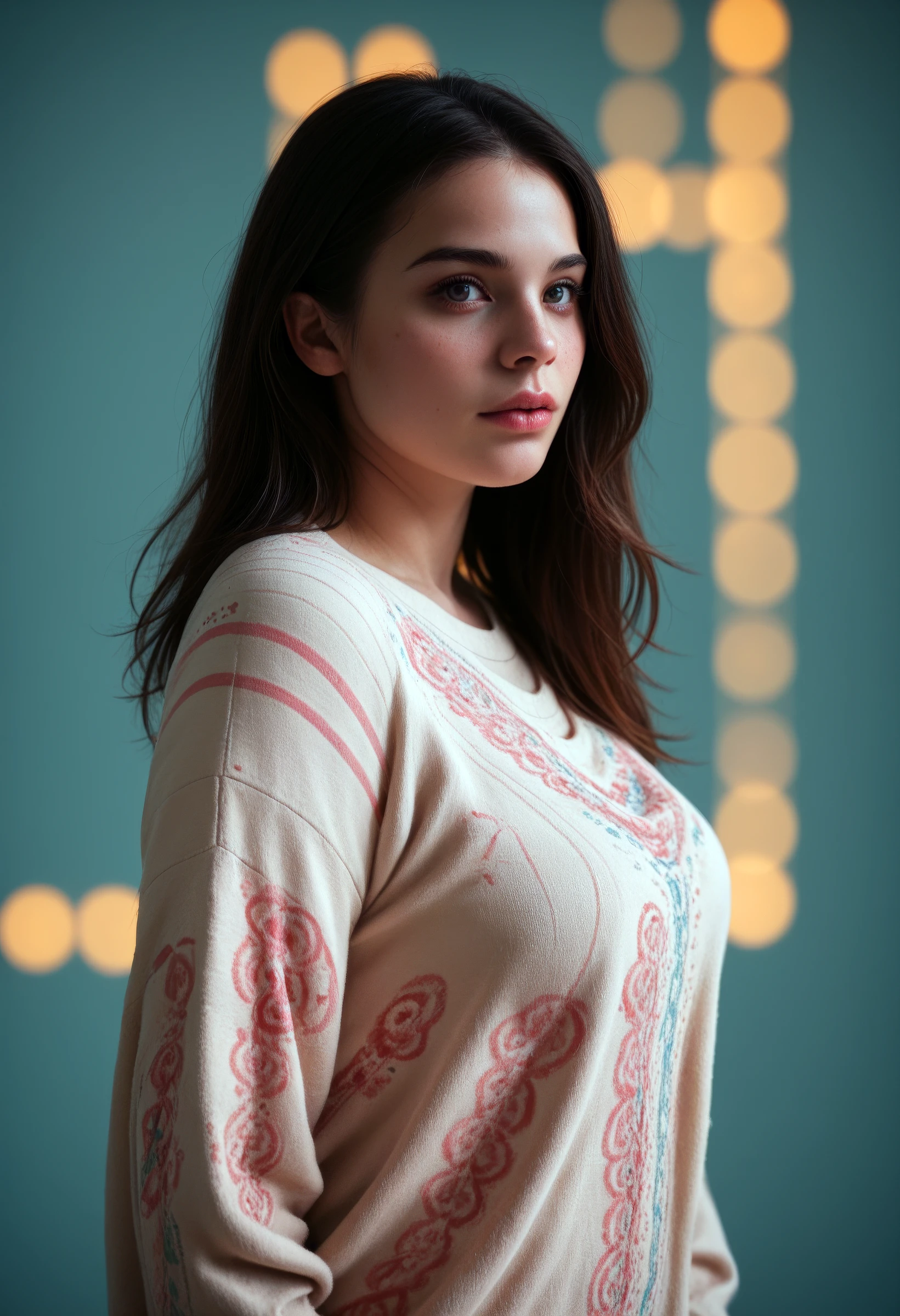 score_9, score_8_up, score_7_up, masterpiece, source_photo, (realistic:1.4)
1girl, mysterious girl with freckles, an exotic girl, oversized sweater,  fading backlit background, pastel colors, alluring goddess, amazing depth, double exposure, surreal, geometric patterns, intricately detailed, bokeh, perfect balanced, deep fine borders, artistic photorealism, smooth