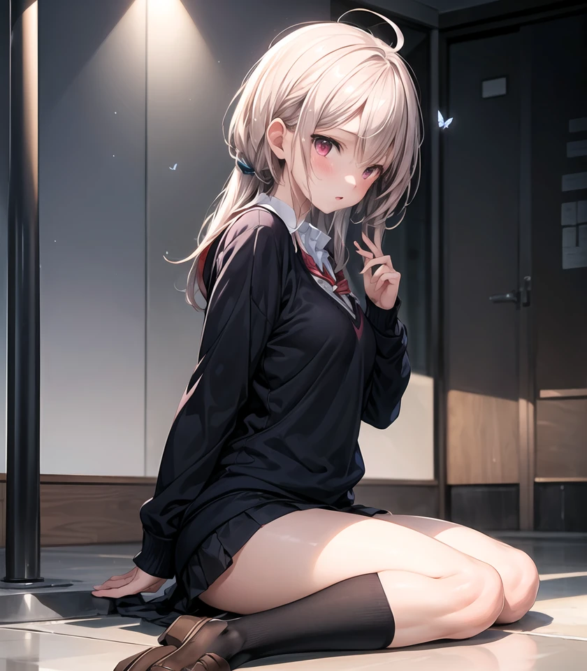 (super fine illustraiton:1.2),,best quality,ultra detailed, radiosity,professional lighting, physically-based rendering,1 girl,anime style,
<lora:school_uniformsweater_and_mini_skirt:0.4>,school uniform,sweater,miniskirt,sitting on floor,butterfly sitting
<lora:add_detail:0.5>