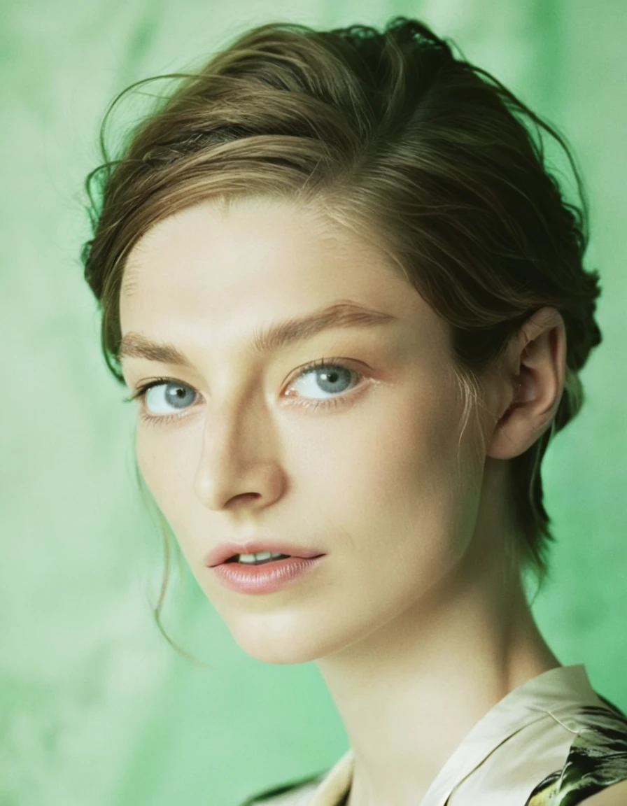 an overexposed film still by david sims of a lady <lora:HunterXL4:1>