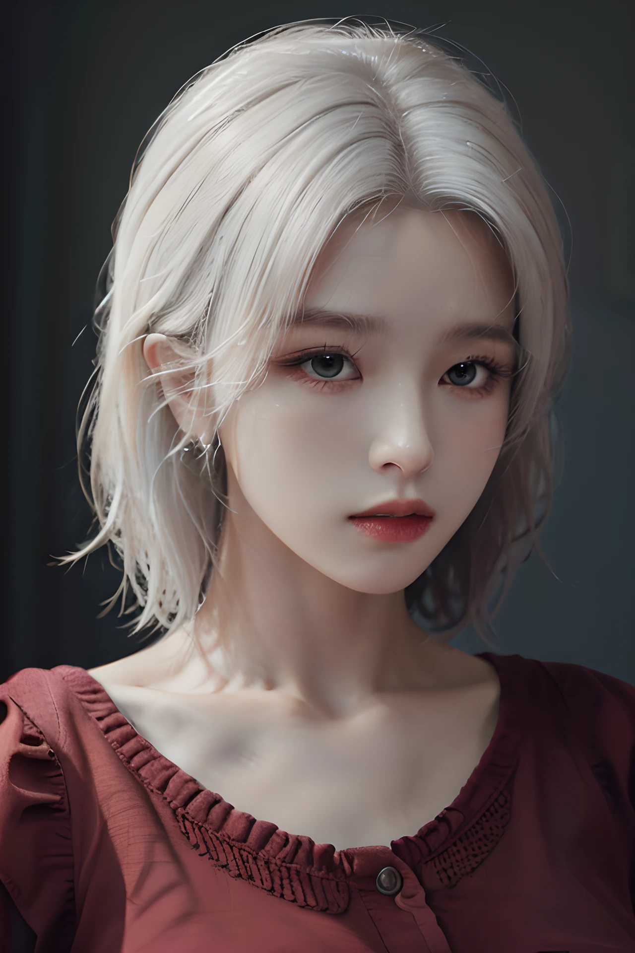 (4k, best quality, highres, absurdres, masterpiece:1.21), (realistic:1.331), detailed and intricate,
1girl, white hair, red shirt, <lora:girlslike_wys:0.7>