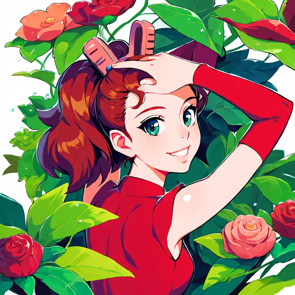 <lora:Arrietty-000016:1>,1girl,solo,arrietty,karigurashi no arrietty,minigirl,red dress,red hair,blue eyes,clothes pin,garden,arms up,v,looking at viewer,smile,, (score_9,score_8_up,score_7_up), anime style, beautiful detailed skin, beautiful eyes, detailed face, best quality, high quality,