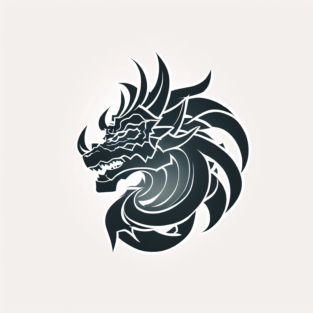icon design, black and white ink style, monochrome, greyscale, no humans, simple background, Chinese dragon <lora:ink_icon:1>