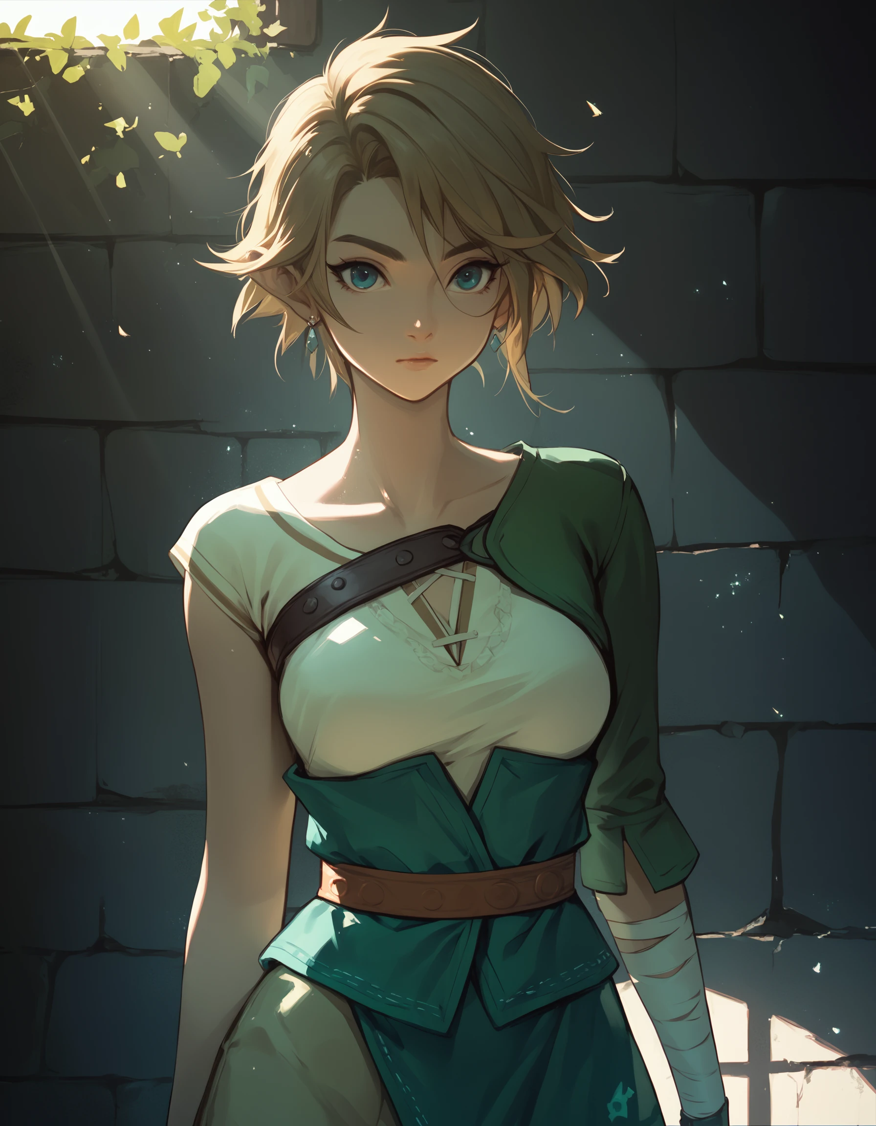 score_9, score_8_up, score_7_up, score_8, score_7, 1girl, tprdnlnk, asymmetrical sleeves, breasts, narrow waist,
sunlight, light particles,
<lora:tp_ordon_link_tprdnlnk_ponyxl_v1-000130:1>