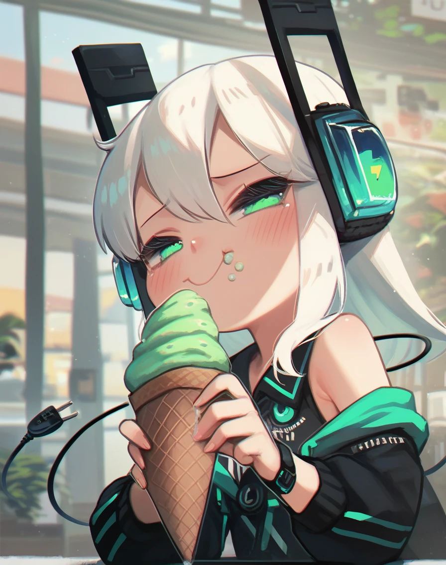 score_9, score_8_up, score_7_up,score_6_up, 1girl, eating ice cream, headphones, digitan \(porforever\), white hair, green eyes, electric plug tail, blush, smug
<lora:porforever_style_pony6_v2-000020:1>