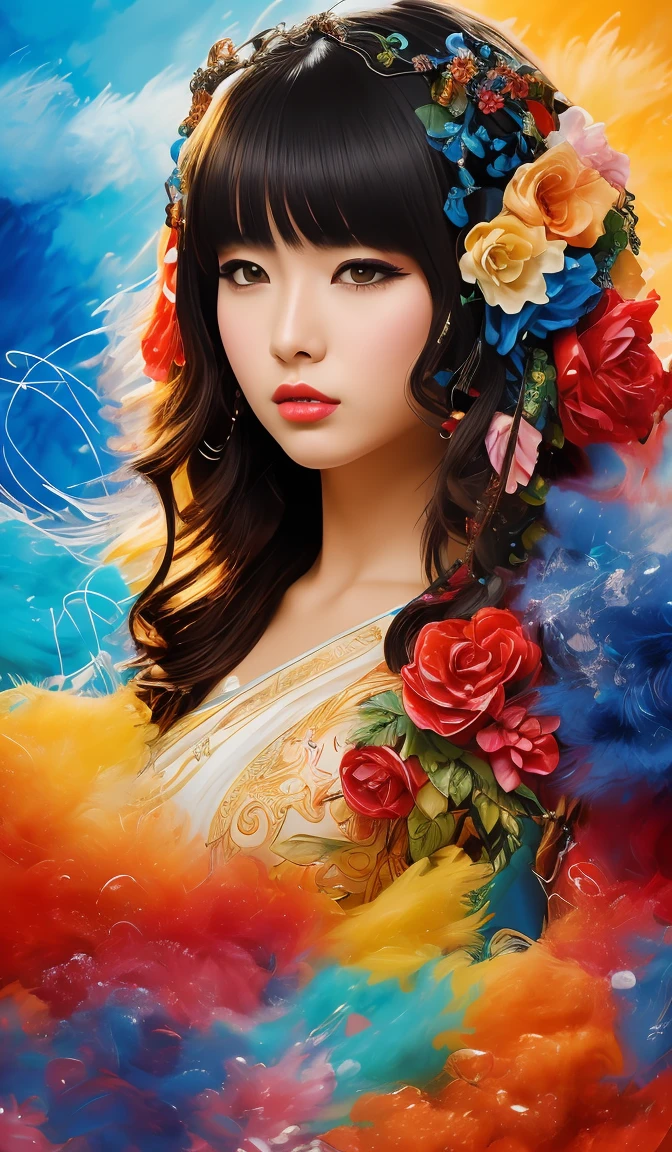 aesthetic,masterpiece,photorealistic,entangle,mandala,tangle,entangle,ecstasy of flower,dynamic angle,the most beautiful form of chaos,elegant,a brutalist designed,vivid colours,romanticism,atmospheric,(fluttered detailed ink splashs), (illustration),1girl,(long hair),electronics, motors, wires, buttons, lcd,lacivious pose,(expressionless ,hair ornament:1.4)chinese clothes,(focus on), color Ink wash painting,(ink splashing),color splashing,((colorful)),[sketch], Masterpiece,best quality, beautifully painted,highly detailed,(denoising:0.7),[splash ink],yin yang,a lot of details,mysterious expression, in a modern and abstract setting, with bold and colorful abstract art, photo shot from front,highly-detailed, (flat color:1.1),(colorful:1.3),(masterpiece:1.2), best quality, masterpiece, original, extremely detailed wallpaper,from everywhere, looking at viewer,upper body, full body,
there is an ancient palace beside the girl,oriental city,eastern architecture,a lot of details,mysterious expression, in a modern and abstract setting, with bold and colorful abstract art,bright lighting, studio (analog film:1.3) (vhs movieotorealistic) (screencap) (cinematic lighting) (sharp focus) (80sDarkFantasySD15b:1.0),,natural lights, photorealism, cinematic,