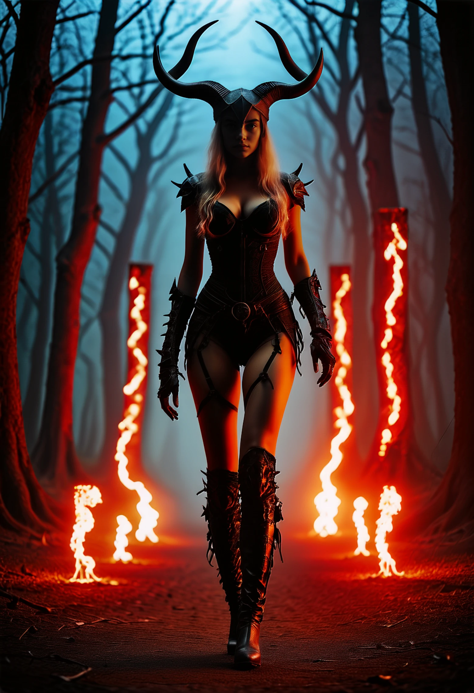 21 year old girls in a forest of fantasy that is indescribable to fantastic, they are dressed in very sexy and sporty clothing. ,glitter,stworki,night lanterns with candles,((midnight_dark)),she wears a very sexy black lingerie