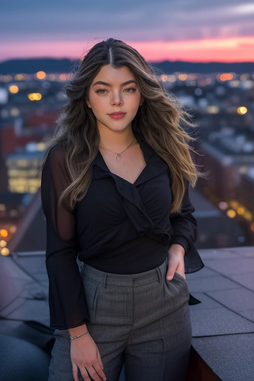 DEN_mialuna_OF,
(cityscape:1.2) scene posing on the (rooftops:1.2) at (sunset:1.2) wearing clothes, wearing trousers and a top, (plain top:1.2), (top:1.2), (trousers:1.2), (cityscape:1.2), (night time sunset sky:1.3), (dark:1.1), (evening:1.2), vibrant sky colours,
bokeh, f1.4, 40mm, photorealistic, raw, 8k, textured skin, skin pores, intricate details <lora:epi_noiseoffset2:1>, epiCRealism <lora:ClothingAdjuster3:-1>