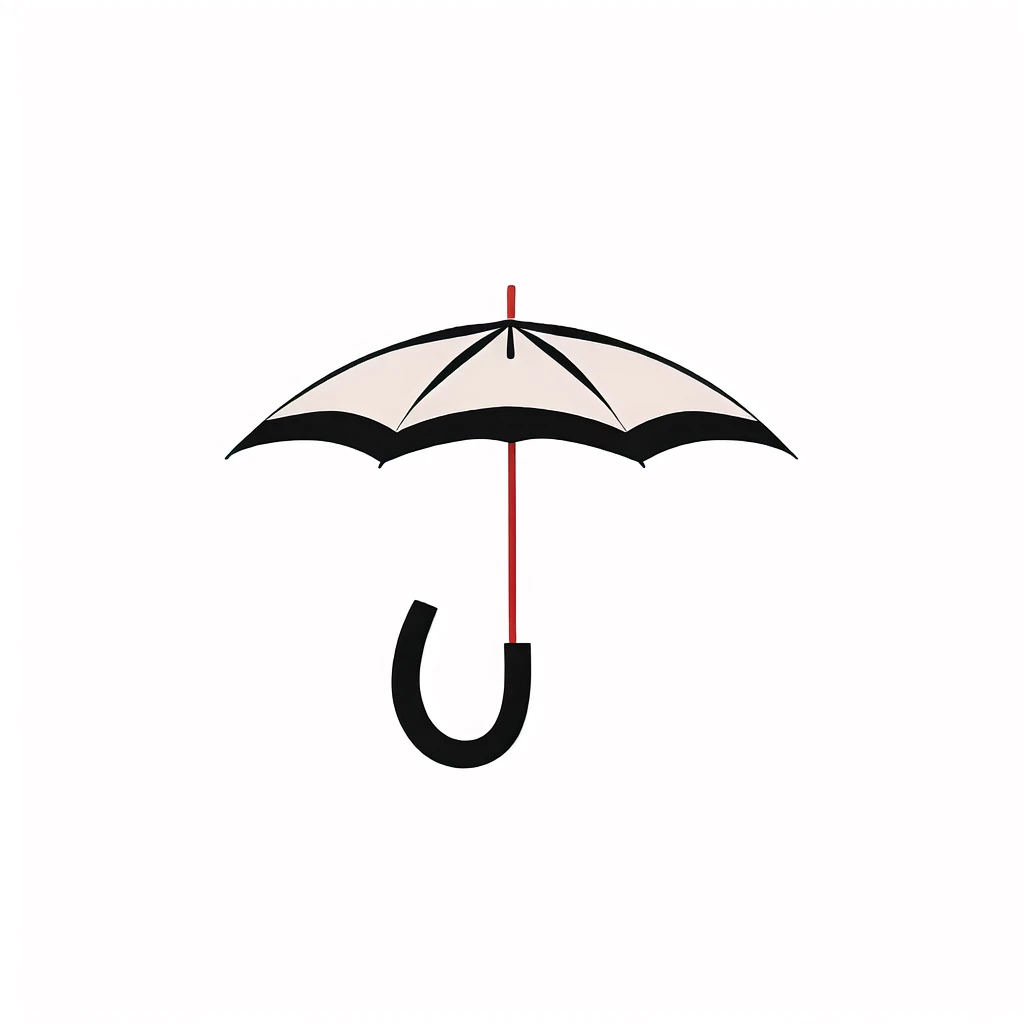 icon design, black and white ink style, umbrella,<lora:ink_icon:1>