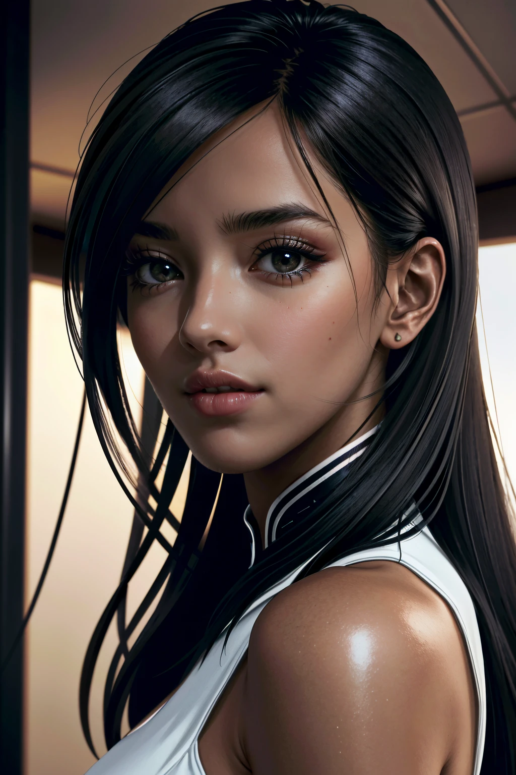 ((ultra detailed, masterpiece, absurdres))
 <lora:MEBrooks:0.8>
MEBrooks, 1girl, brown eyes, dark skin, black hair, long hair, portrait