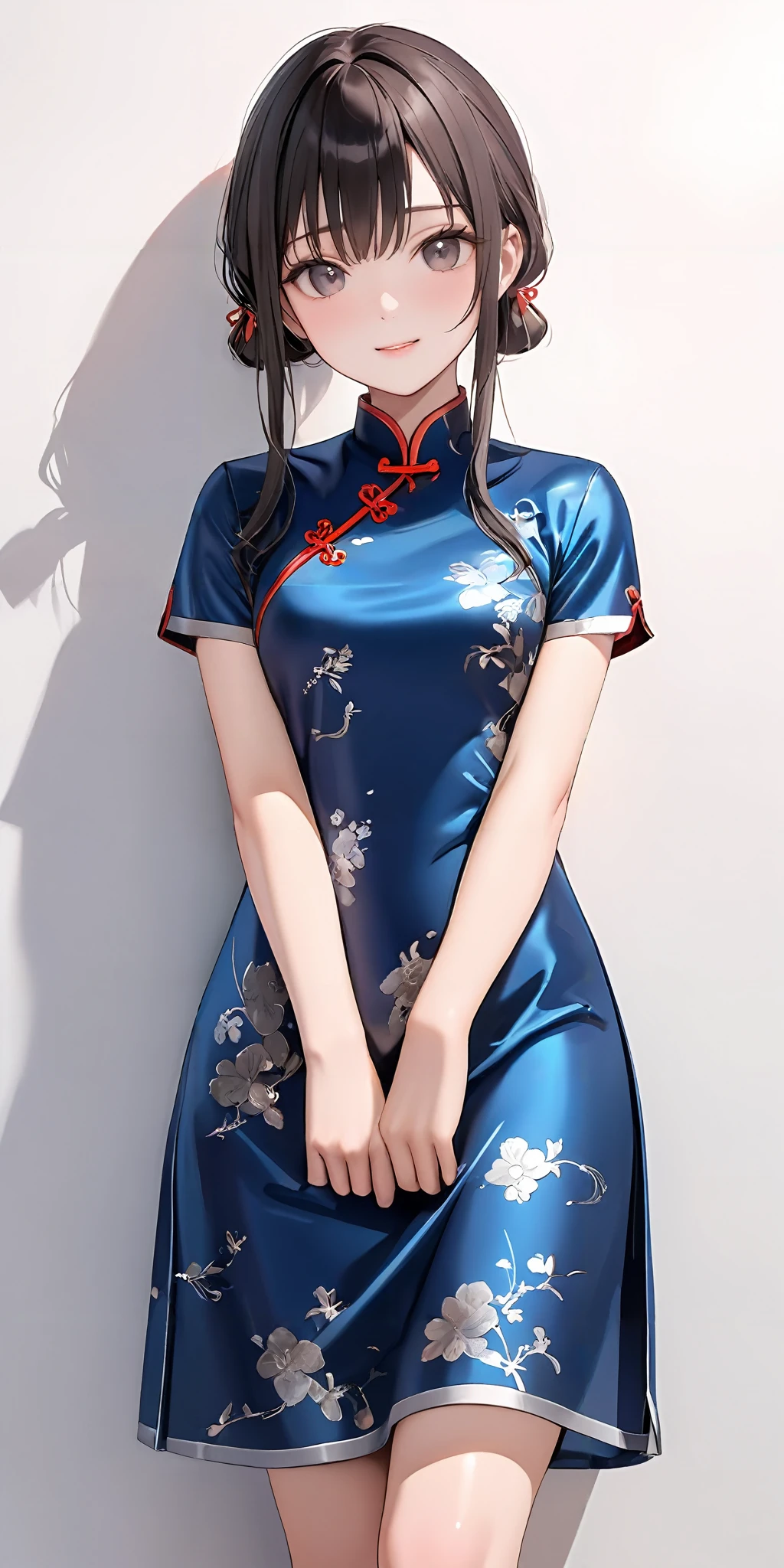 masterpiece,ultra-detailed,best quality,8K,illustration,cute face,clean skin ,shiny hair,girl,simple background
 <lora:add-detail-xl:1> <lora:china dress_XL_V1.0:1.2> jyojifuku, china dress, skirt