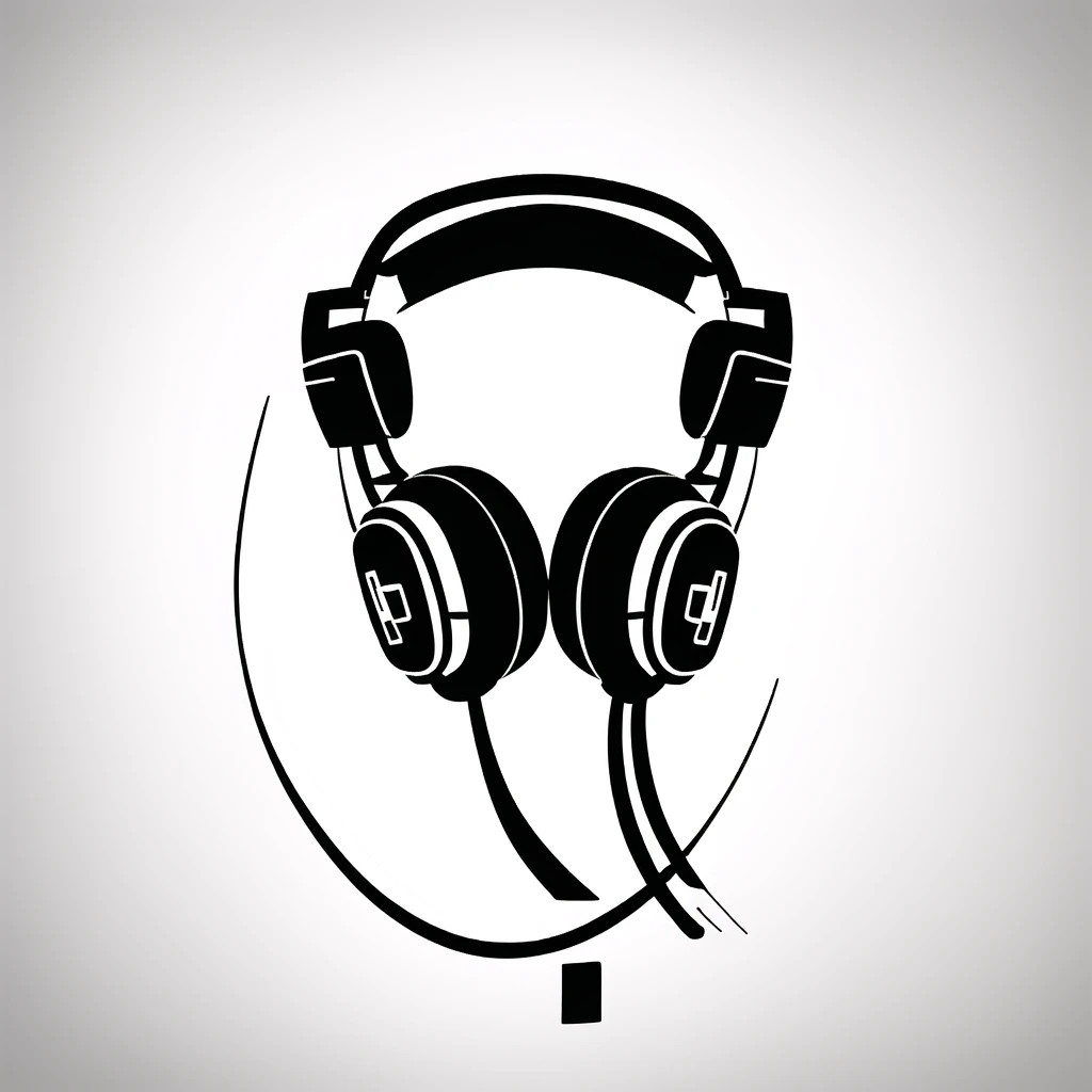 icon design, black and white ink style, headphone, <lora:ink_icon:1>