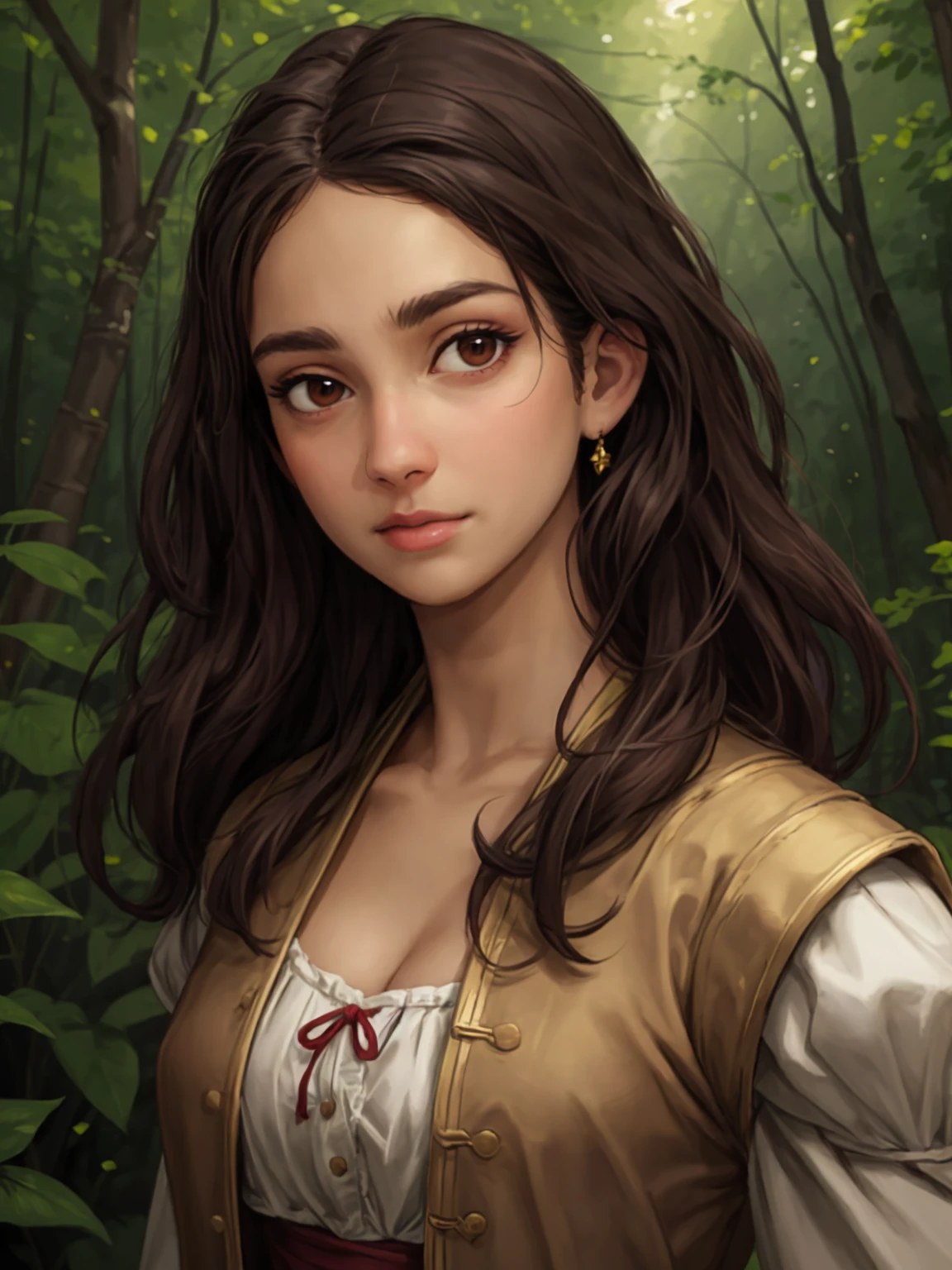 <lora:add_detail:0.25>, best quality, realistic face, looking at viewer, solo, upper body, renaissance outfit, in forest, <lora:Viswanathan:0.85>