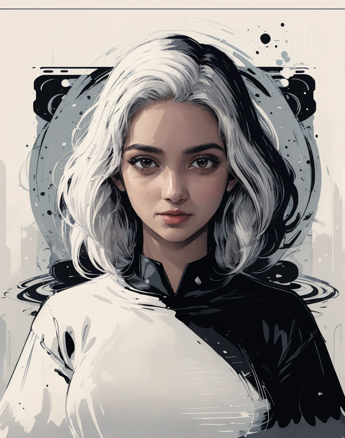 <lora:add_detail:0.25>, (best quality, 2D, artistic, ultra HD:1.10), (abstract:1.21), lineart, comic art, vector graphic, poster, 1girl, white hair, <lora:Viswanathan:0.85>, <lora:minimalist_sci-fi_dystopia:1>