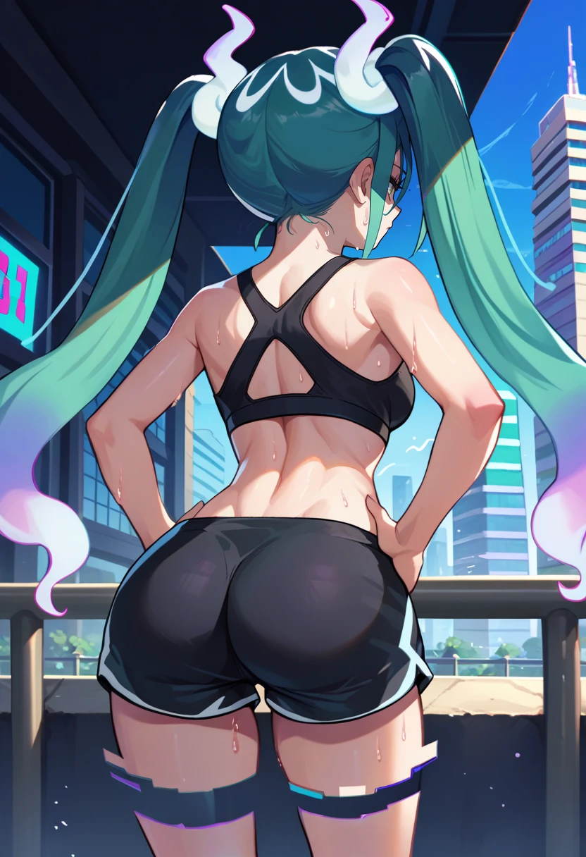 Rebecca(cyberpunk edgerunners), huge butt, looking back at viewer,