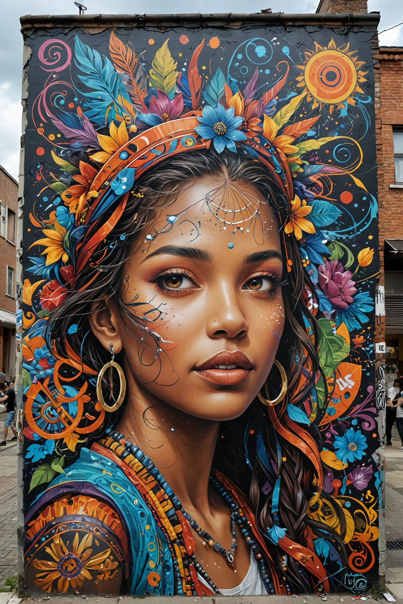 Street art mural depicting a vibrant celebration of community and unity.
intricate details.
masterpiece, award winning artwork)
many details, extreme detailed, full of details,
Wide range of colors, high Dynamic
<lora:add-detail-xl:1>
<lora:WildcardX-XL-Detail-Enhancer:0.7>