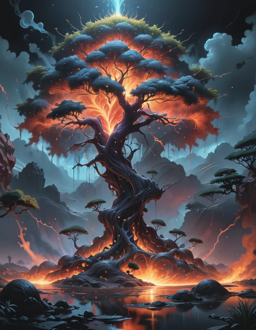 landscape of a Arcadian Retrofuturistic (The Burning Bush:1.1) from inside of a Nairobi, at Nighttime, body horror themes, designed by tom bagshaw, donato giancola, greg manchess, karol bak and peter mohrbacher, <lora:ral-rndrps-sdxl:0.8> ral-rndrps, deep aesthetic, ambient, dynamic dramatic atmosphere, vivid colors, intricate detail