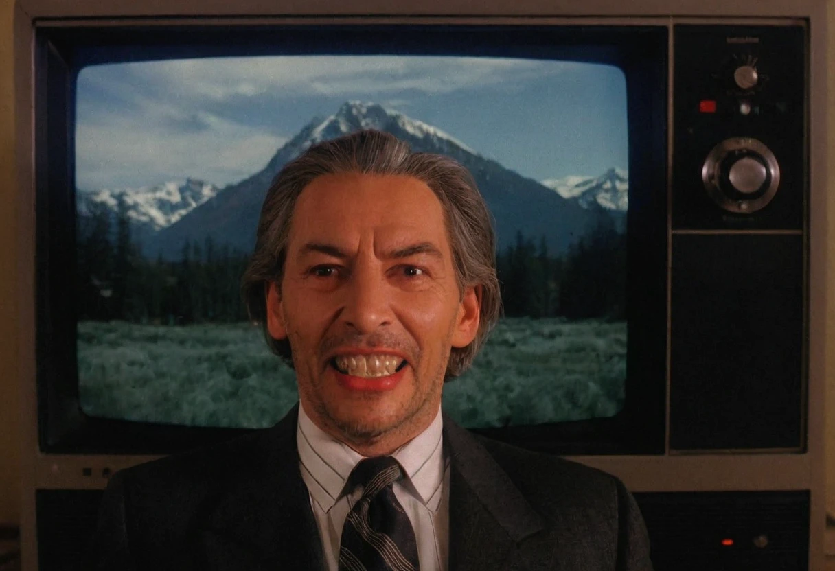 CineTwinPeaks, vintage television, man, mature, villain, indoors