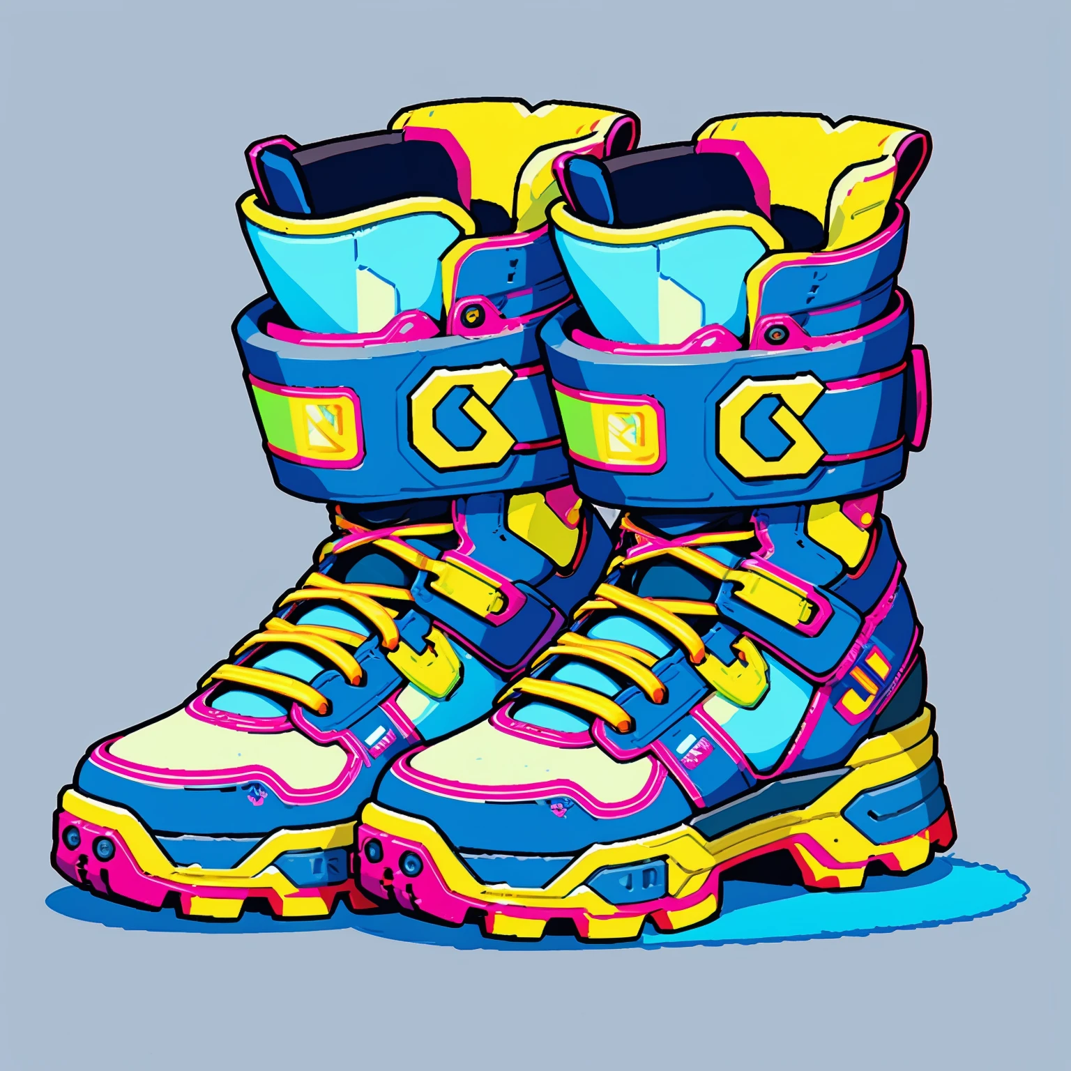HEZI, game equipment items, ICONS, Cyberstyleï¼shoe, no humans, sneakers, black background, shoes, simple background, still life, from side, grey background, shadow, science fiction, blue background, artist name, wheel, nike, multicolored footwear, english text<lora:èµå游æéå
·-000016:0.7>,