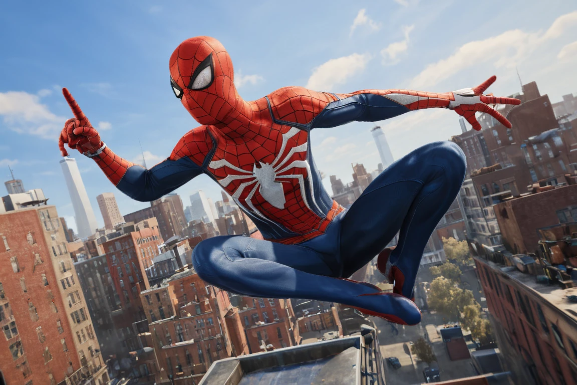 1man,detailed face,extremely detailed,UHD,award wining,correct_anatomy,spiderman ps4,spider web printing,red bodysuit,cowboy_shot,,hands_raised,masterpeice,highly detailed,rich in detail,jumping from a rooftop,satue of liberty<lora:EMS-289246-EMS:1.000000>, <lora:EMS-373988-EMS:0.800000>