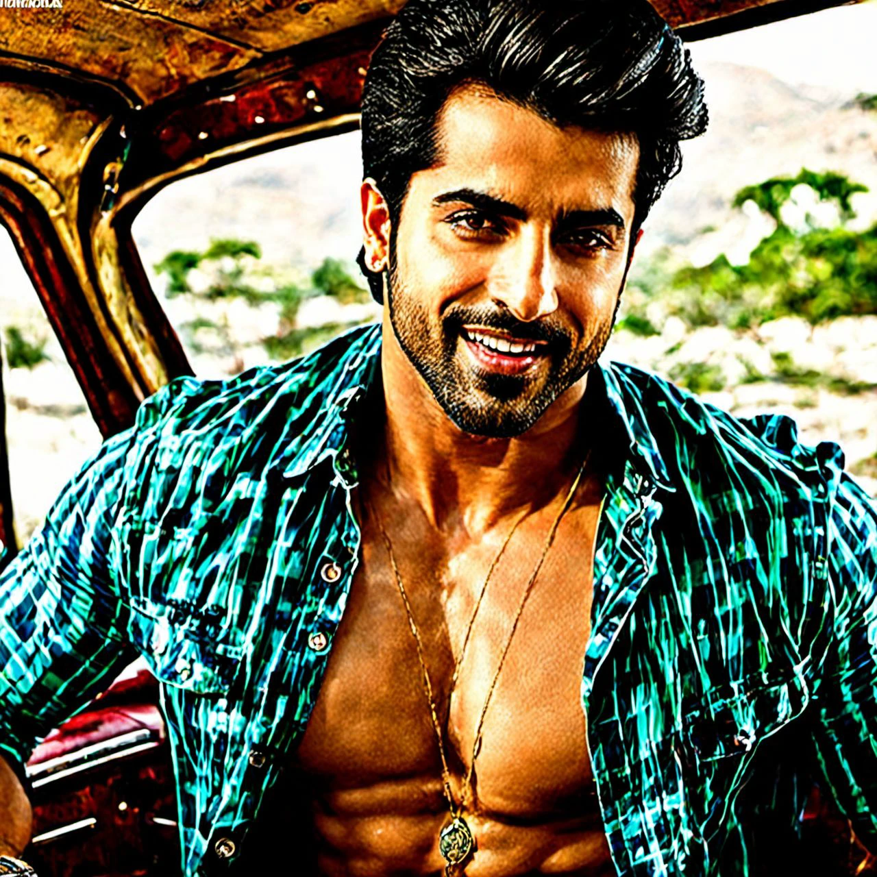 Kumail Nanjiani a man <lora:Gautam-Gulati_Kumail-Nanjiani:0.8>,Friarmoody lighting, 21yo, Sexy Country Style, (Silk skin cracked:1.4) , (intricate details:1.22) , hdr, (intricate details, hyperdetailed:1.2) , whole body, cinematic, intense, cinematic composition, cinematic lighting, (rim lighting:1.3) , Kodak portra, focused, Skin Shine,Shiny Skin,Luscious skin, Smile,Chaos mode,unique details,full body