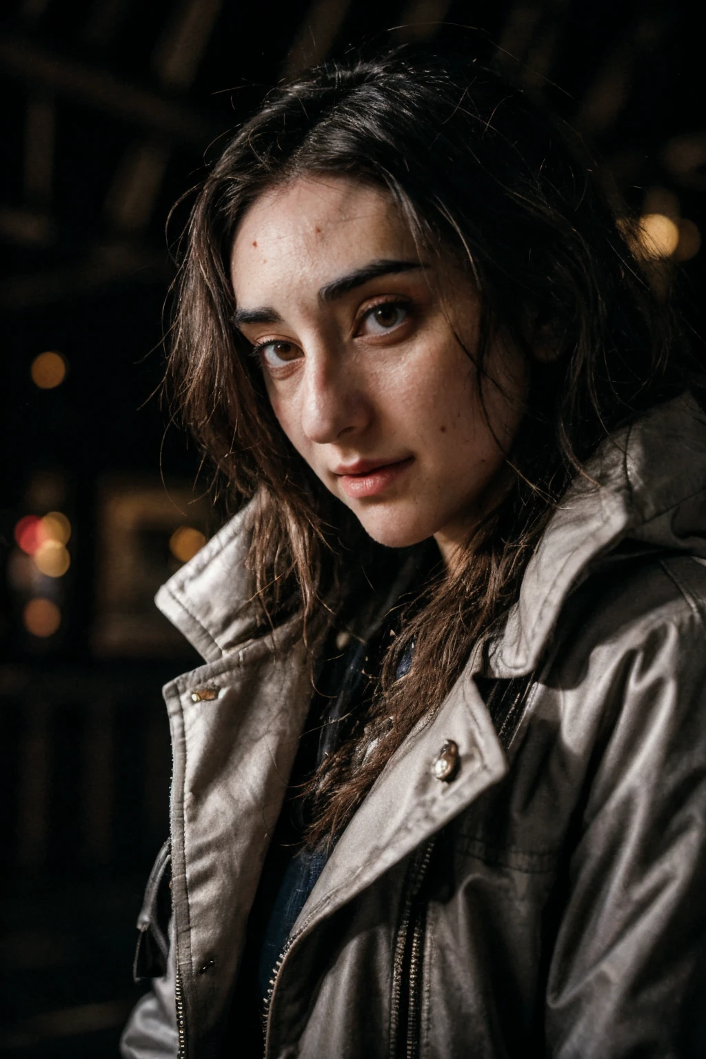 <lora:Abbshap15L:1> Abbshap15L, jacket, portrait , cyberpunk church at night, <lora:Hyper-SD15-8steps-lora:.7> ,