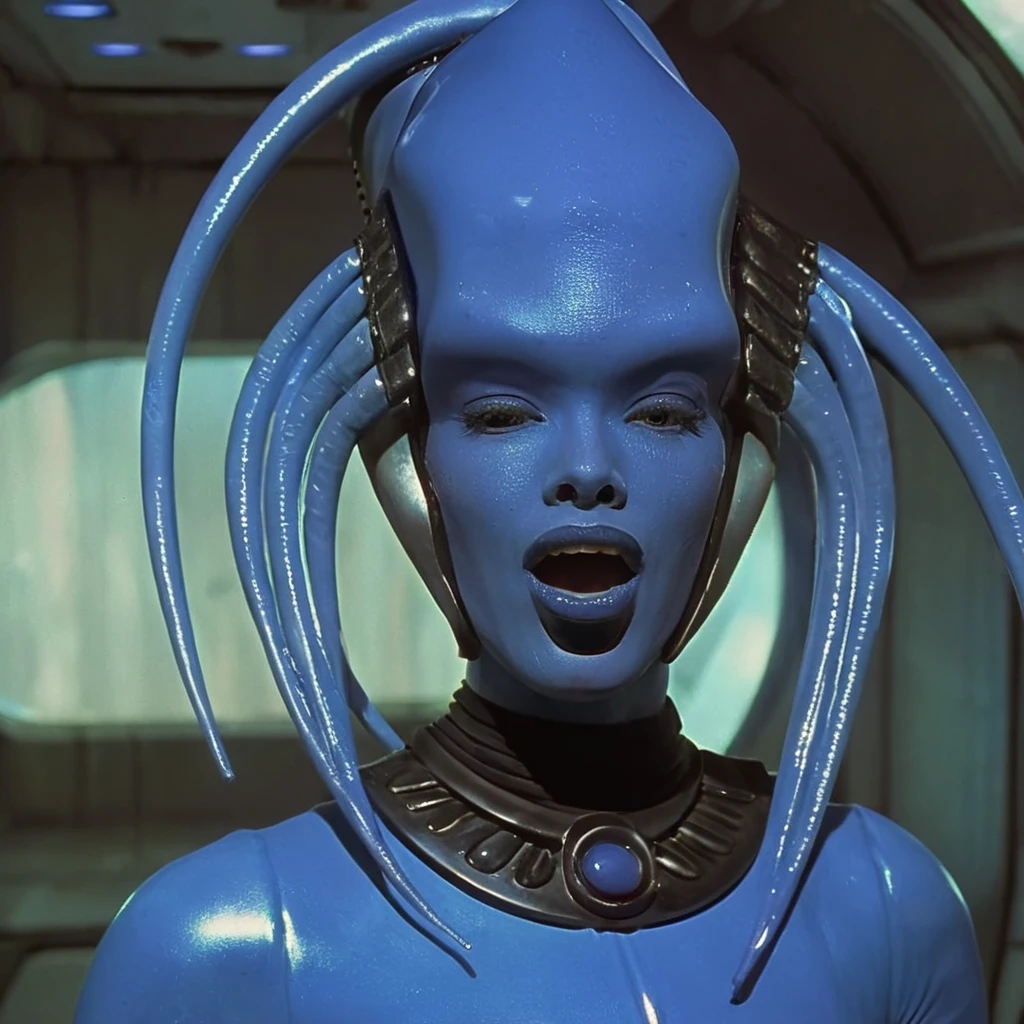 cinematic film still of <lora:add-detail-xl:0.7>1
<lora:detailed:0.4> detailed style
<lora:perfection style:0.4> perfection style
 <lora:Le Cinquieme Element style:0.9>
In futuristic 2263 Diva a blue alien with a head of hair,1girl,solo,open mouth,twintails,jewelry,teeth,blurry,colored skin,parody,blue skin , 23rd century, realistic, cinematic, film, movie, sci fi, science fiction, action film, The Fifth Element style, Le Cinquieme Element style, singing on theater stage, shallow depth of field, vignette, highly detailed, high budget, bokeh, cinemascope, moody, epic, gorgeous, film grain, grainy