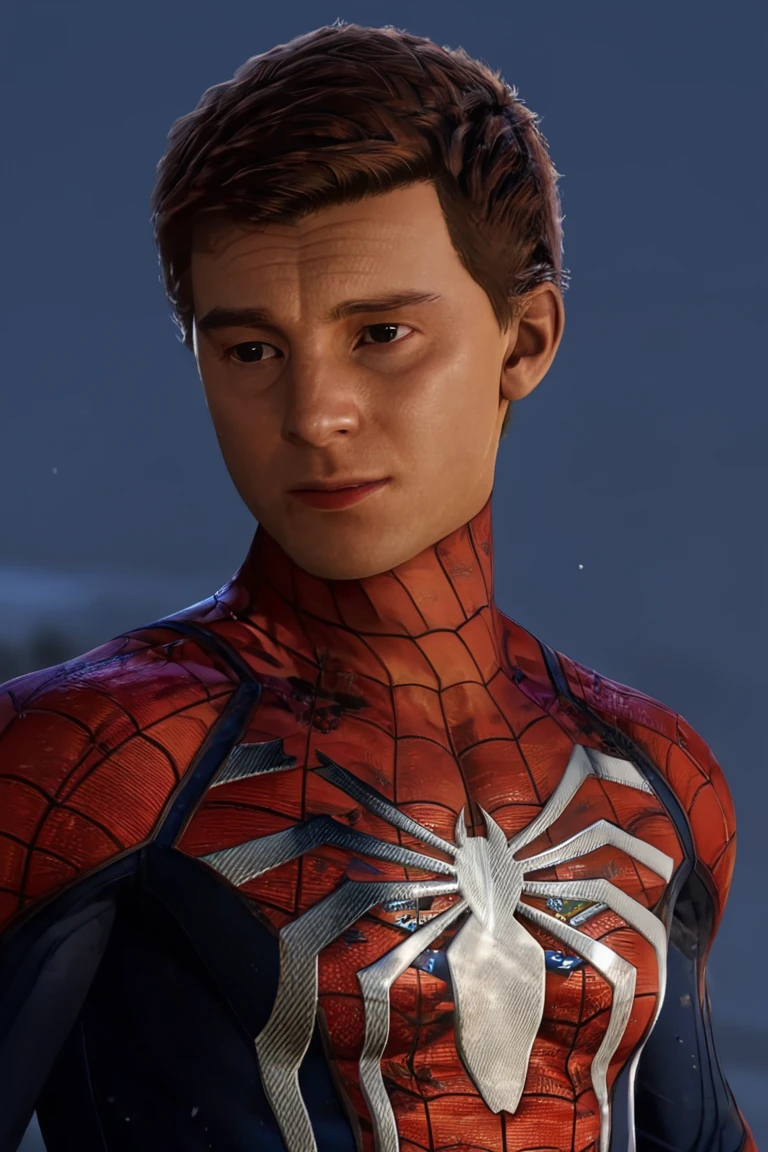 1man,detailed face,extremely detailed,UHD,award wining,correct_anatomy,spiderman ps4,spider web printing,red bodysuit,,masterpeice,highly detailed,rich in detail,detailed face,brown hair,handsome,front_view,solo_focus,upper_body,portrait<lora:EMS-289246-EMS:0.800000>, <lora:EMS-373988-EMS:1.000000>