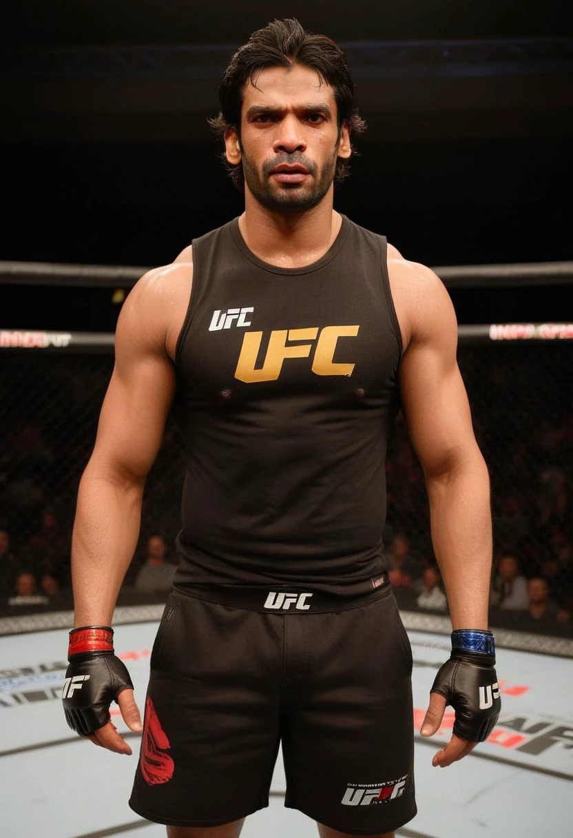 homoerotic photo of johnathon schaech a man <lora:gaurav-arora_Johnathon-Schaech:1>, UFC fighting ring, cocky expression, as a UFC fighter, (black muscle shirt:1.4), Venum UFC shorts, ((full body portrait)), wide angle, ((masterpiece)), natural skin, natural body muscle definitions, adobe lightroom, photolab, intricate, highly detailed, sharp focus, insane details, intricate details, hyperdetailed, low contrast, soft cinematic light, exposure blend, dim colors, dim light, Award - winning, with Kodak Portra 800, a Hasselblad 500 ,55mm f/ 1.9 lens, extreme depth of field, available light, high contrast, Ultra HD, HDR, DTM, 8K,