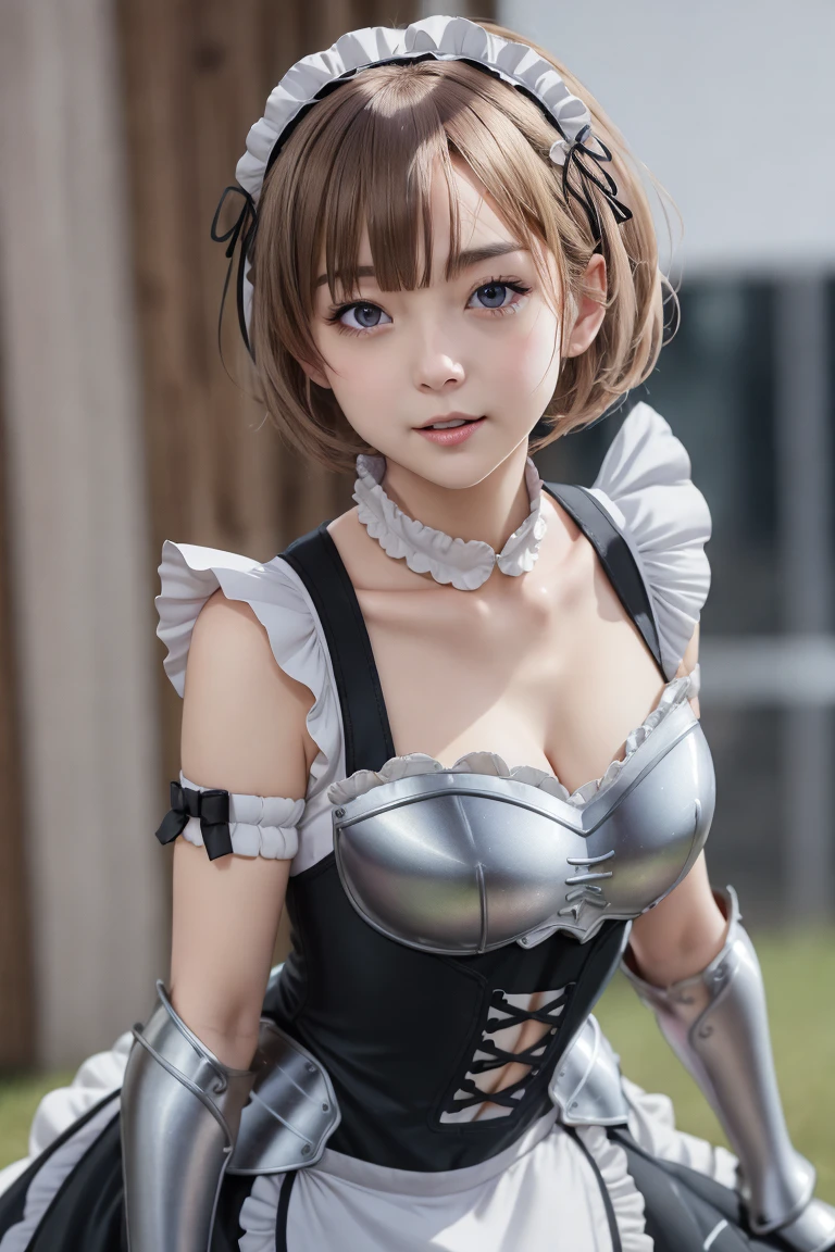 masterpiece, best quality,  1girl, maid-armor,  dynamic poses, dynamic angle <lora:maid-armor:0.8>