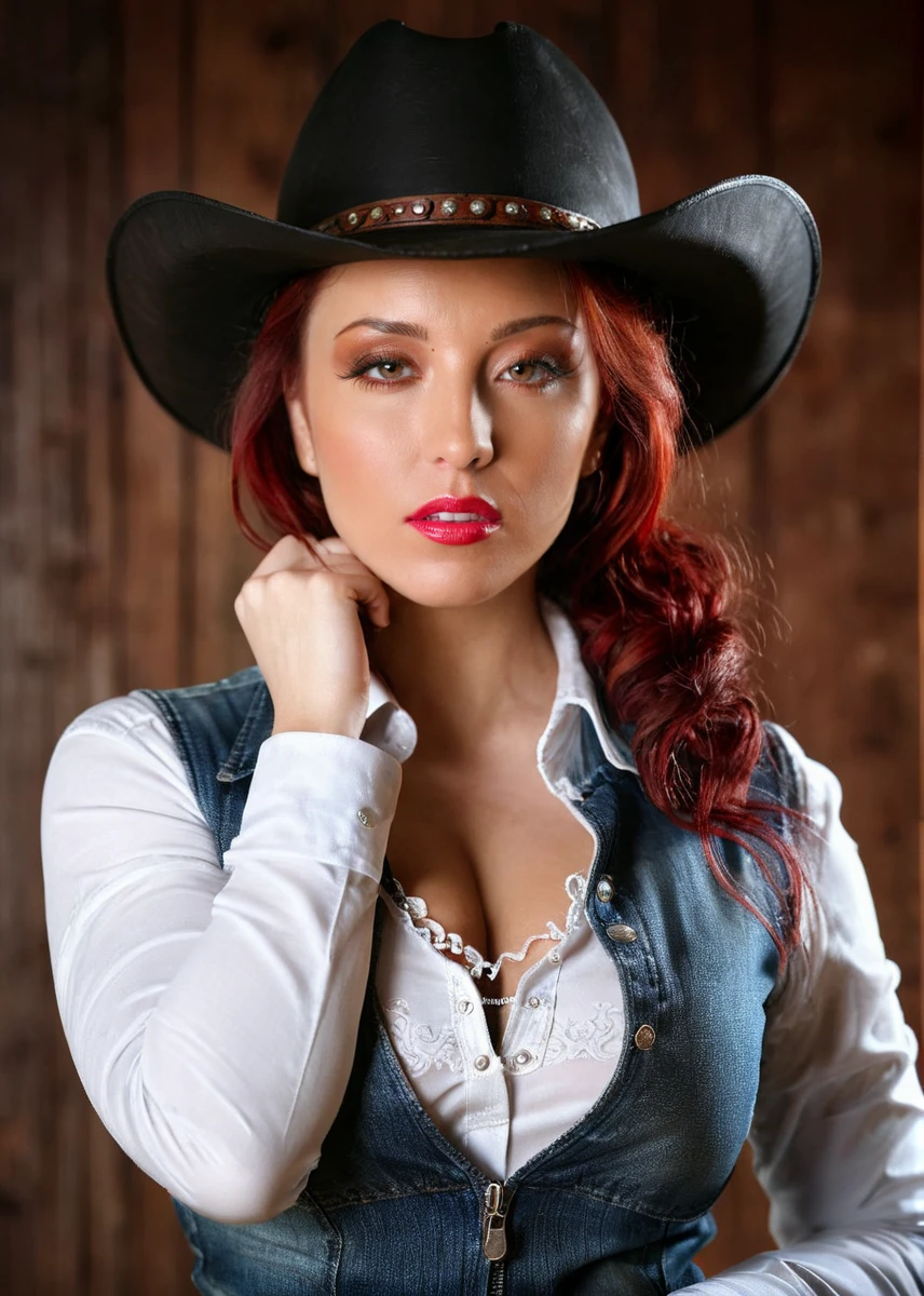 A captivating masterpiece of an woman, (((cowboy shot))), glamour, dramatic, studio lighting, looking at viewer, background blurred, 8k, <lora:MS_AshleyRobbins_SDXL:0.9>