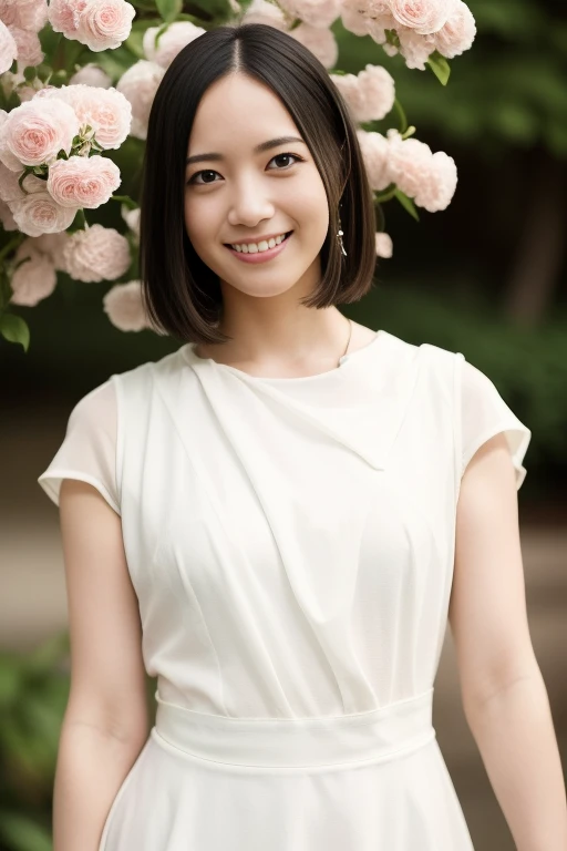 1girl,(RAW photo, best quality), (realistic, photo-realistic:1.4), masterpiece, an extremely delicate and beautiful, extremely detailed, 2k wallpaper, Amazing, finely detail, extremely detailed CG unity 8k wallpaper, ultra-detailed, highres, soft light, beautiful detailed girl, extremely detailed eyes and face, beautiful detailed nose, beautiful detailed eyes,cinematic lighting,perfect anatomy,slender body
wearing a white peplum dress,white skirt,(bokeh:1.2)
at a flower park,sakura flowers,flower garden,
,smile
 <lora:omotoayano_lora:0.8>