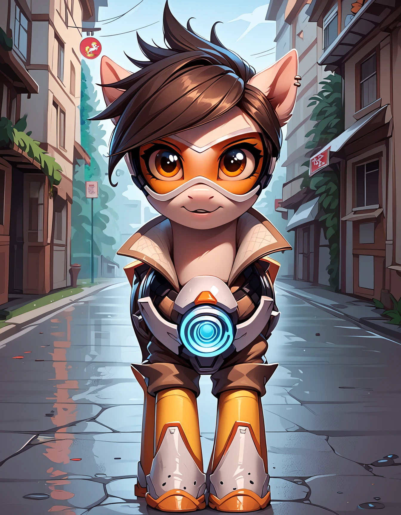 score_9, score_8_up, score_7_up, score_6_up, score_5_up, score_4_up,  
source: illustration,close up, Tracer, expressive, full body, pony, feral, cute, beautiful, pretty,wearina a orange and black outfit with a visor, (at a rain, crackling electricty, wet,:1.1),overwatch, highly detailed, intricate details, digital art, perfect anatomy, perfect proportions, 4k, (dynamic pose:1.15),