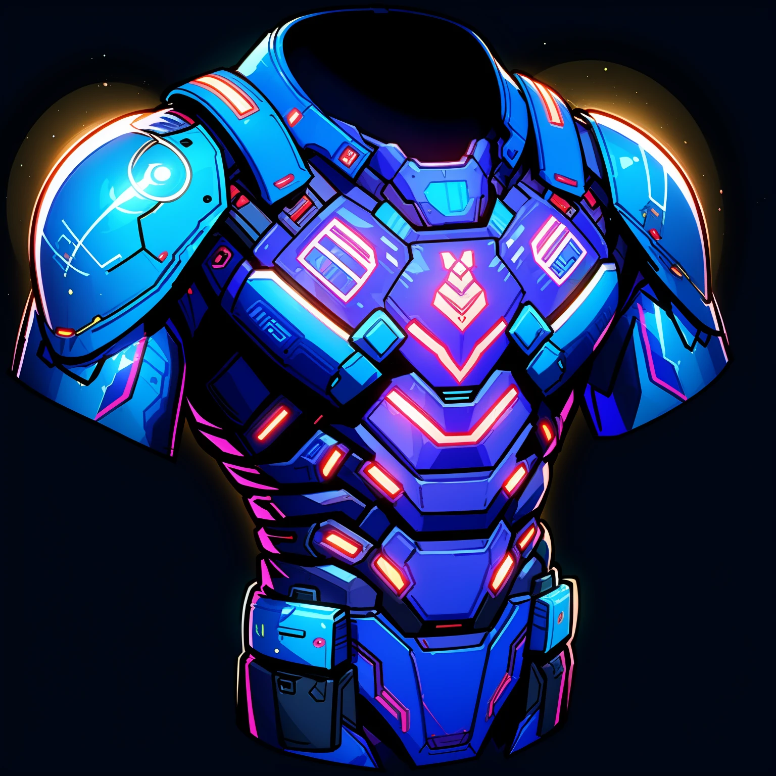 HEZI,game equipment items,ICONS,Cyberstyle,breastplate,black background,solo,science fiction,no humans,glowing,simple background,helmet,robot,hologram,armor,cropped legs,humanoid robot,male focus,cropped torso,1boy,mecha,power armor,spacesuit,<lora:èµå游æéå
·-000016:0.7>,