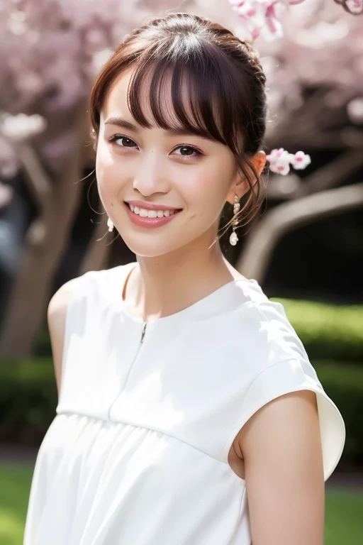 1girl,(RAW photo, best quality), (realistic, photo-realistic:1.4), masterpiece, an extremely delicate and beautiful, extremely detailed, 2k wallpaper, Amazing, finely detail, extremely detailed CG unity 8k wallpaper, ultra-detailed, highres, soft light, beautiful detailed girl, extremely detailed eyes and face, beautiful detailed nose, beautiful detailed eyes,cinematic lighting,perfect anatomy,slender body
wearing a white peplum dress,white skirt,(bokeh:1.2)
at a flower park,sakura flowers,flower garden,
,smile, (dimples)
<lora:momotakanako_lora:0.8>(hair with bangs)