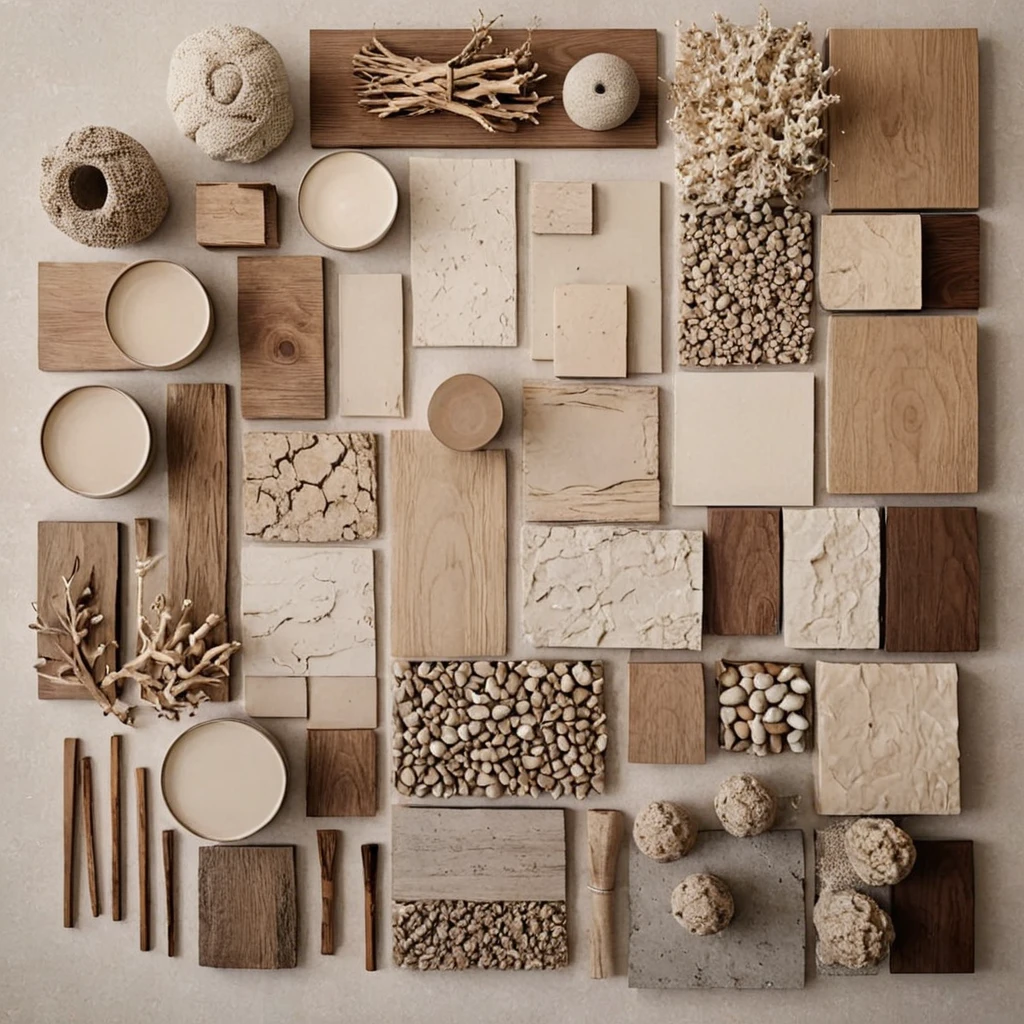 <lora:MoodBoard_V1-000005:1> Mood board of a interior design, beige, wood,, perfect photo , extremely detailed, aesthetic, vibrant, evening, striking design